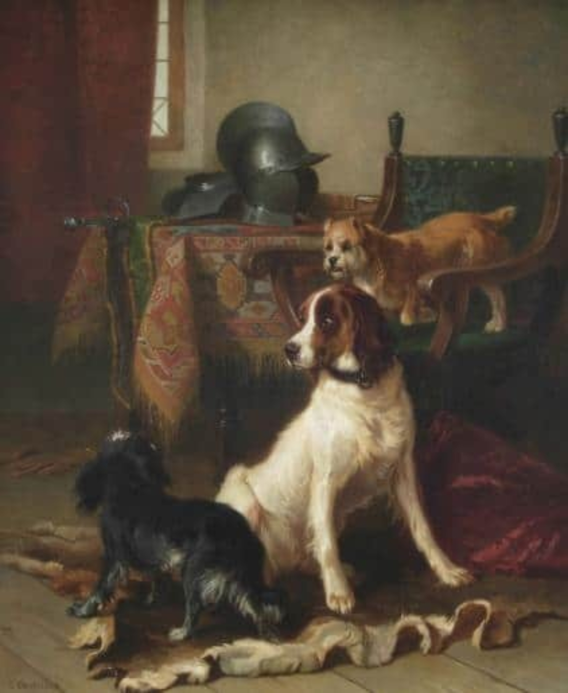 Conradijn Cunaeus: Honden in een interieur