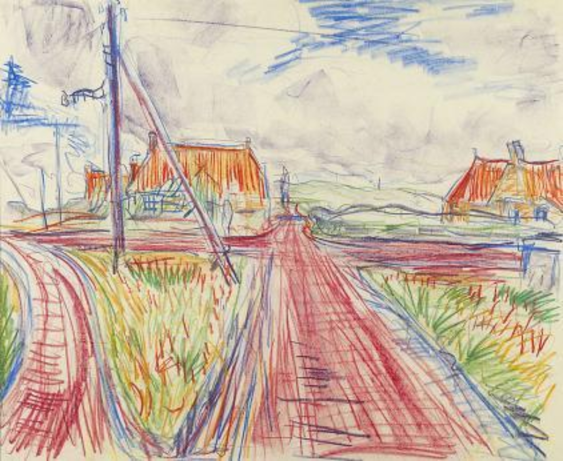 Johan Dijkstra: Boerderijen langs een rode weg