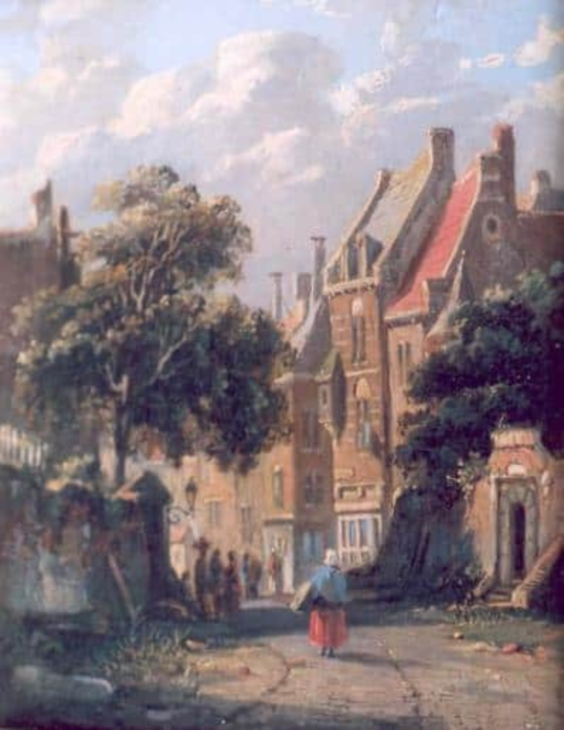 Adrianus Eversen: Bedrijvigheid in een zonnig straatje