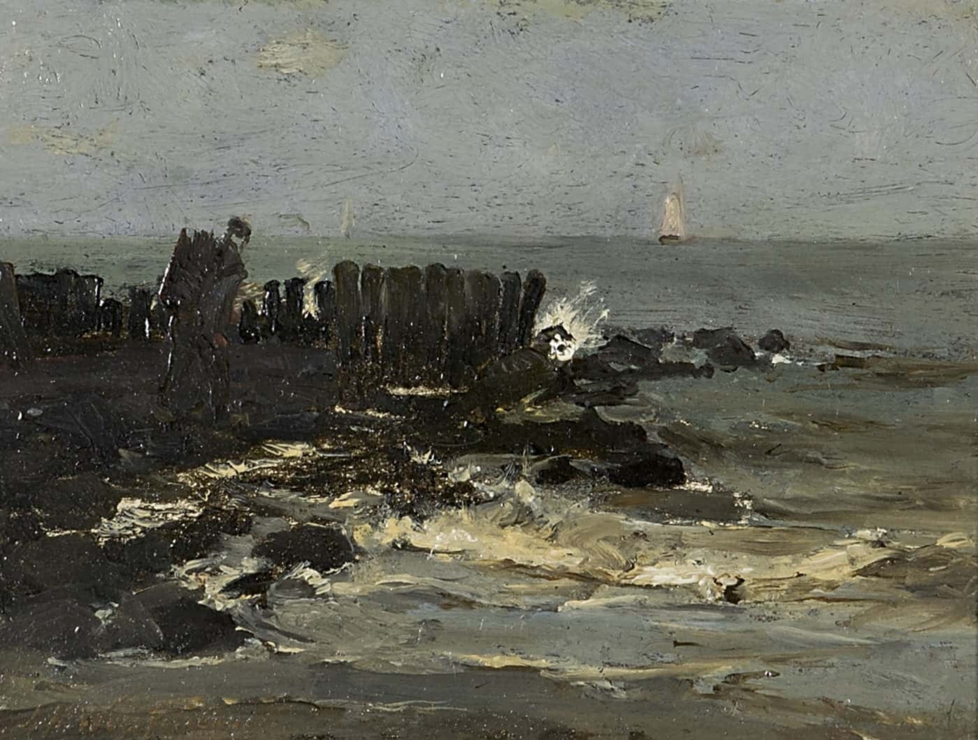 Hendrik Johannes Weissenbruch: Een mosselsteker op een pier
