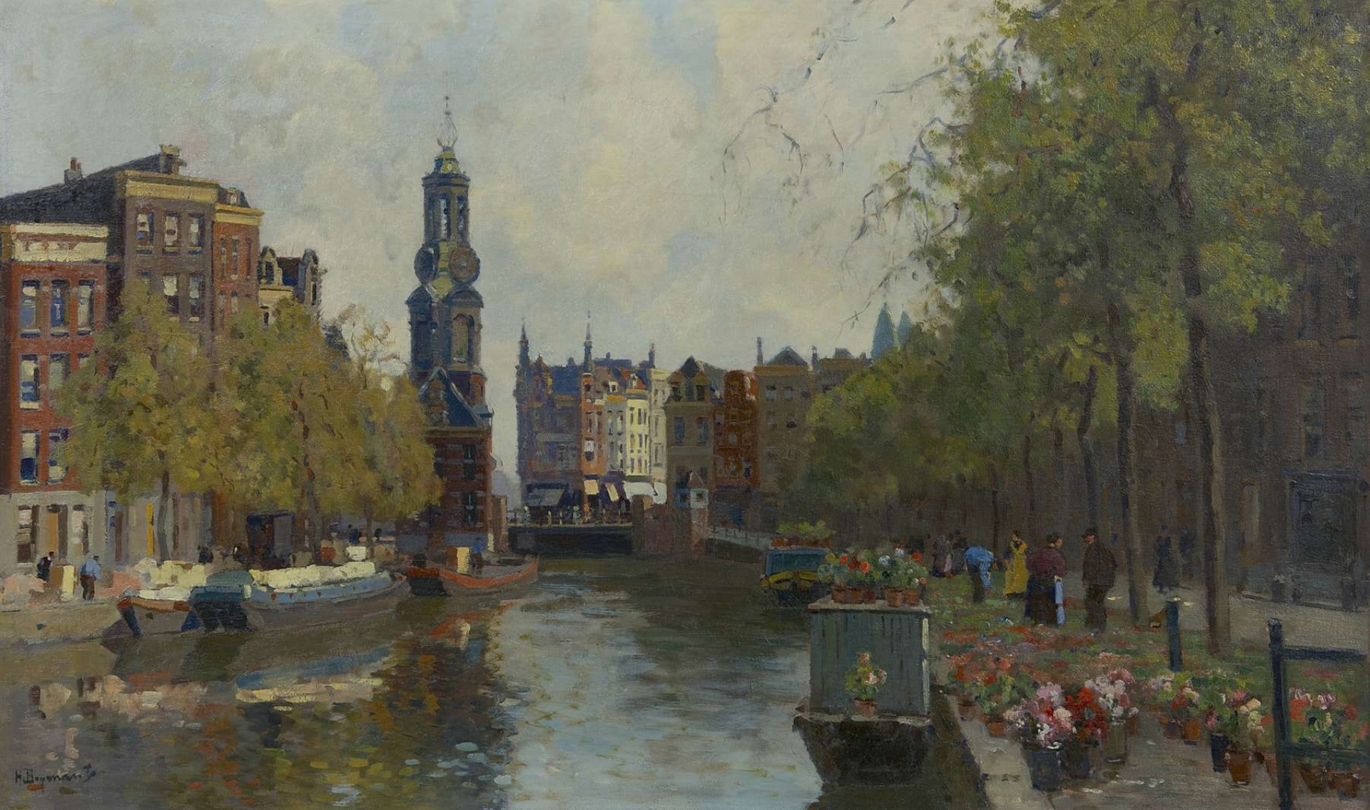Herman Bogman: De bloemenmarkt aan het Singel te Amsterdam