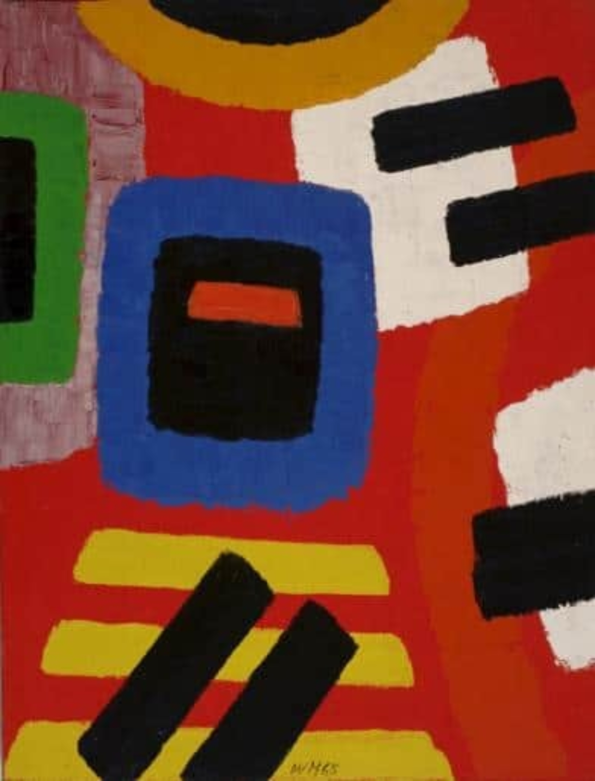 Willem Hussem: Abstracte compositie rood