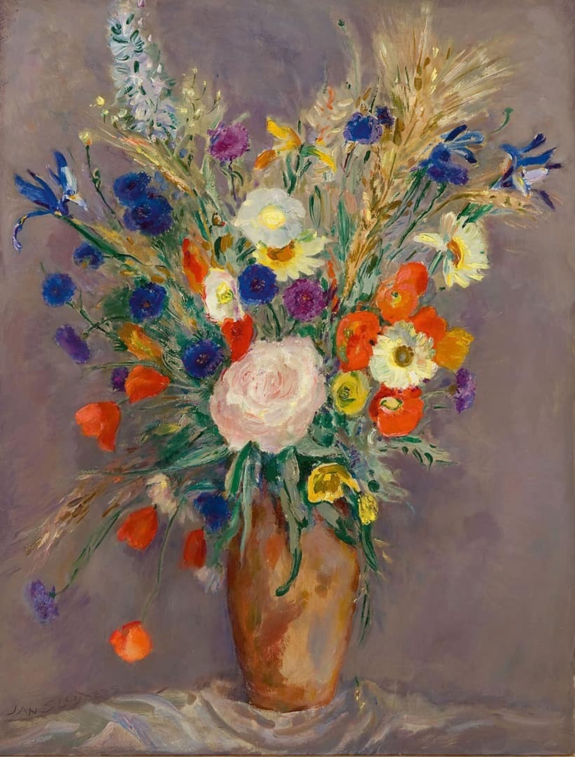 Jan Sluijters: Voorjaarsbloemen in een vaas