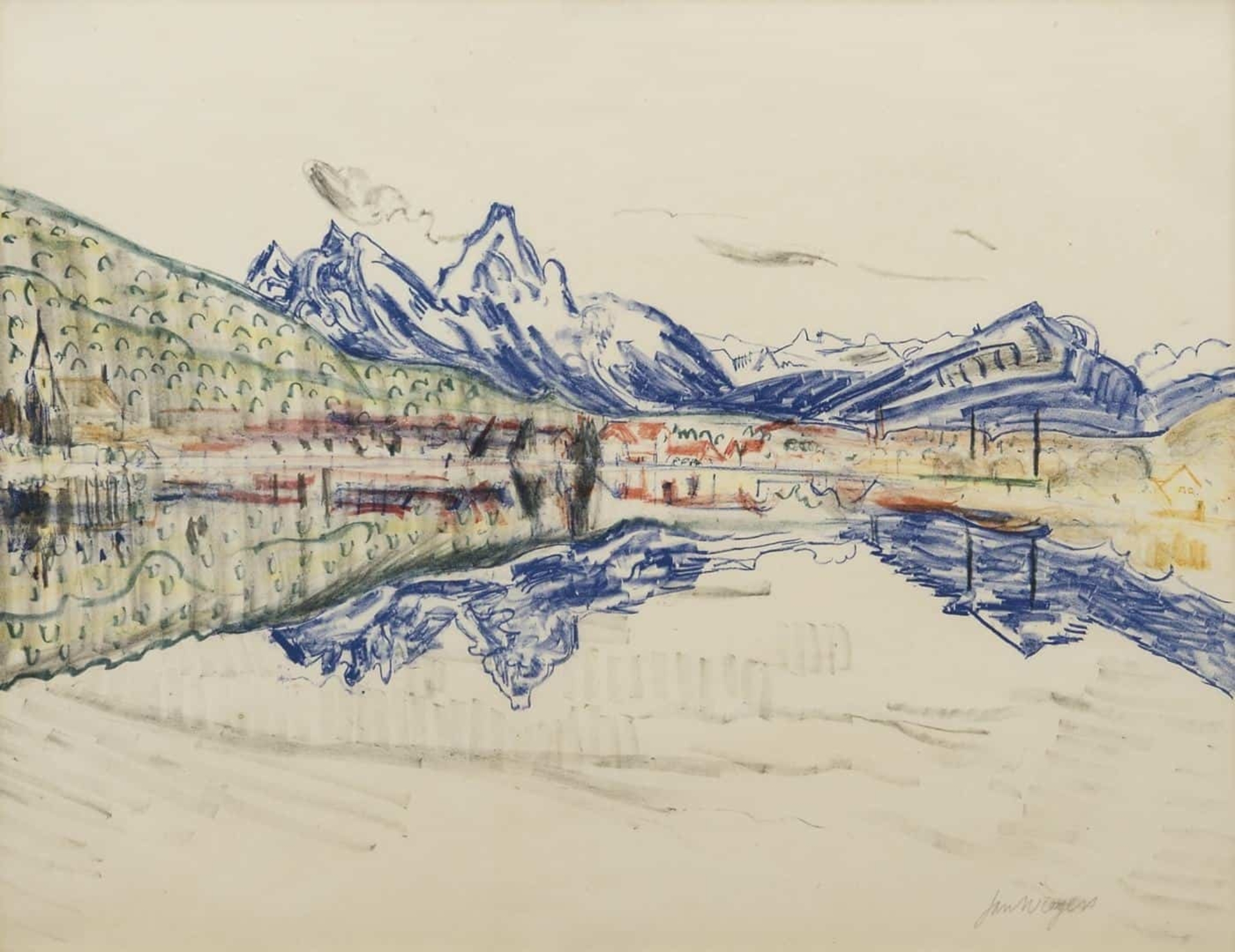 Jan Wiegers: Gezicht op Arth-Goldau en de Zugersee, Zwitserland