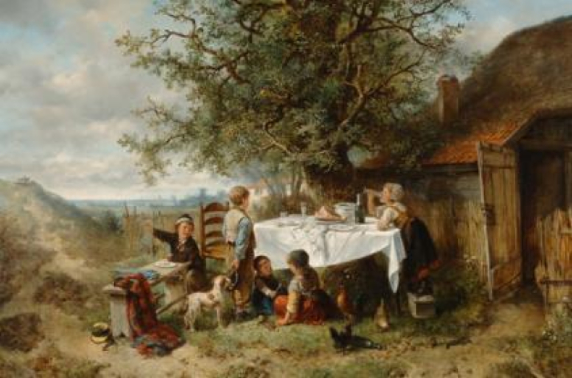 Mari ten Kate: Kinderen spelend bij de picknicktafel