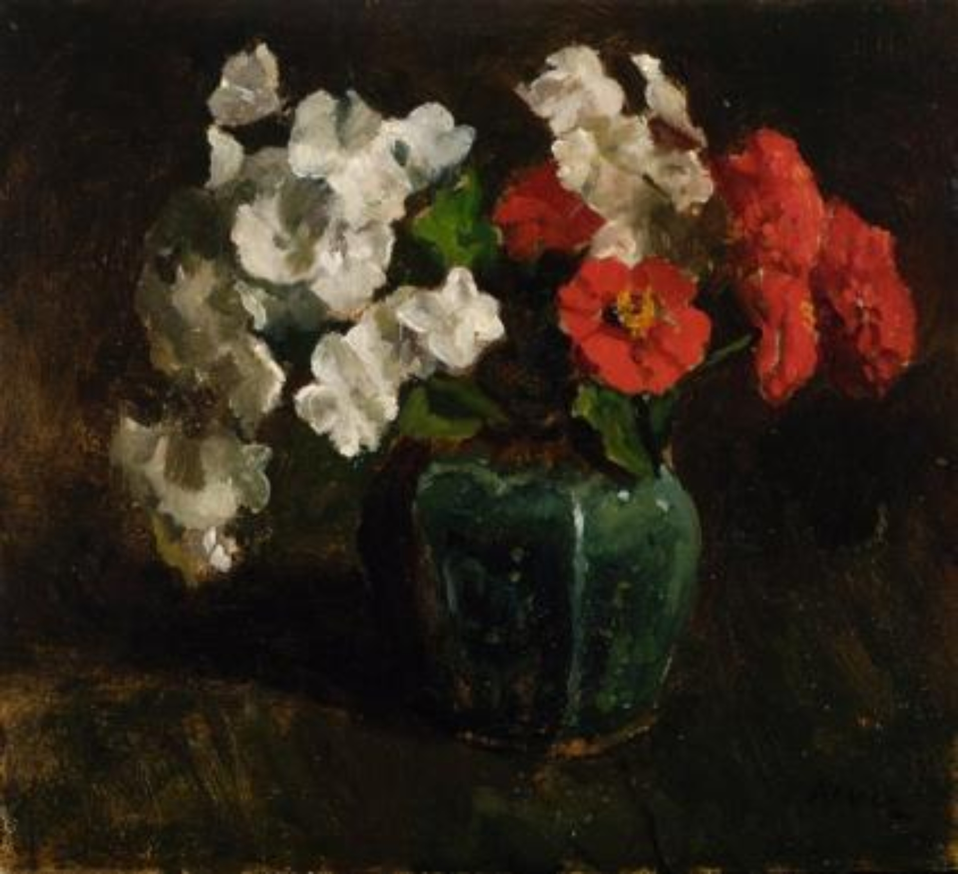 Jacob Kever: Floxen en zinnia's in een gemberpot