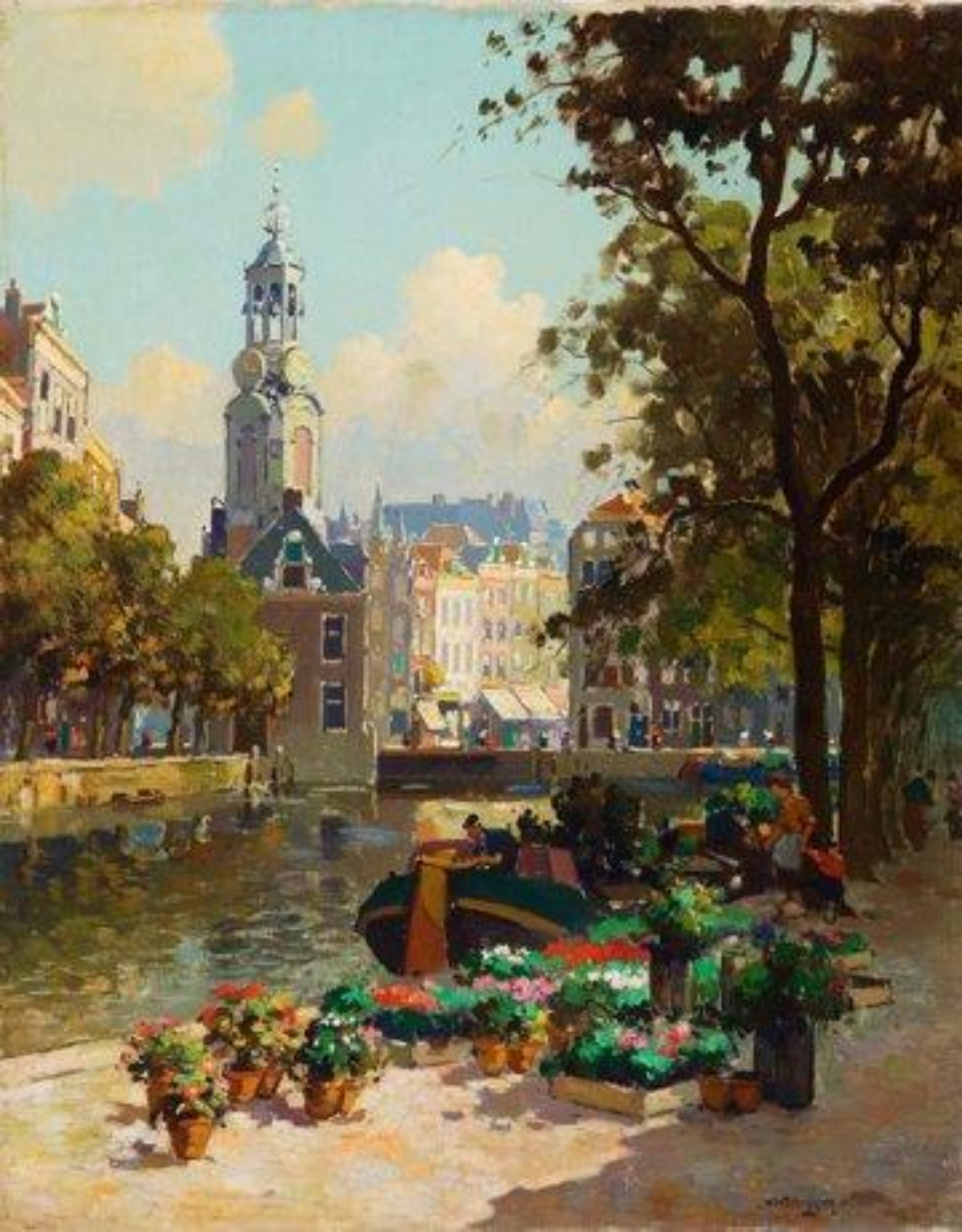 Jan Simon Knikker jr: Gezicht op de Munttoren te Amsterdam