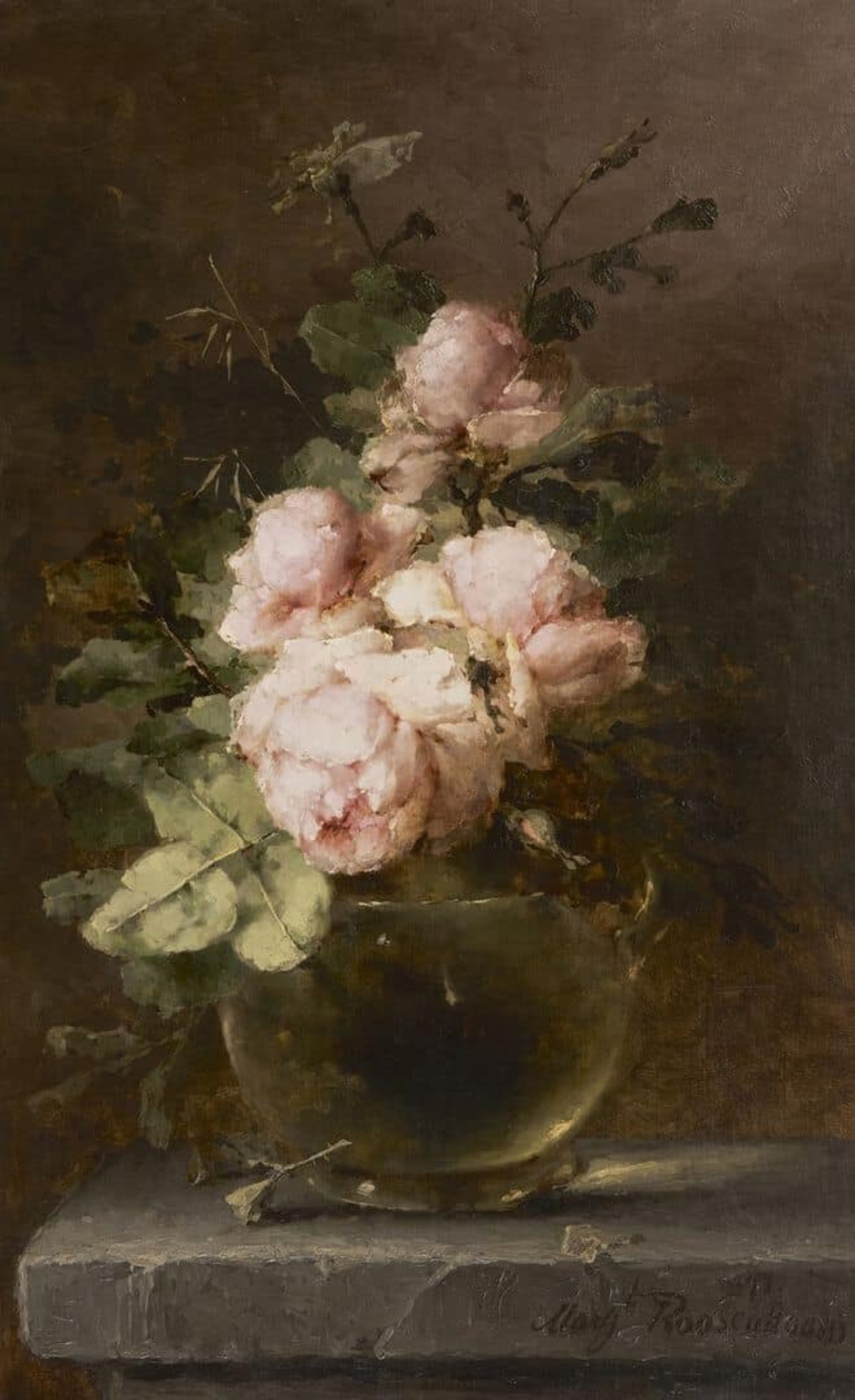 Margaretha Roosenboom: Pioenrozen in een glazen vaas