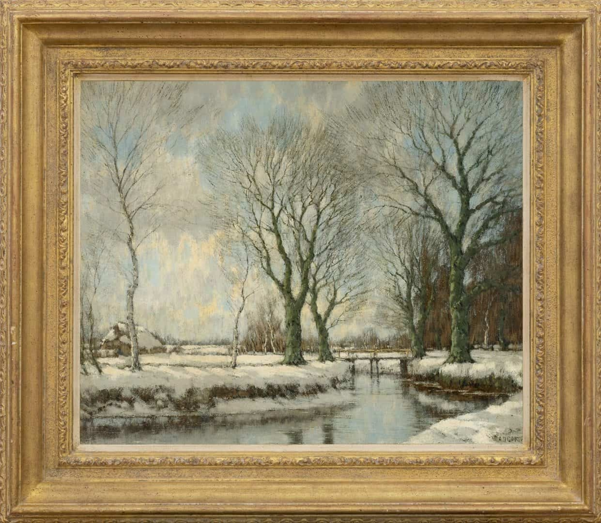 Arnold Marc Gorter: The Vordense beek in winter (framed)