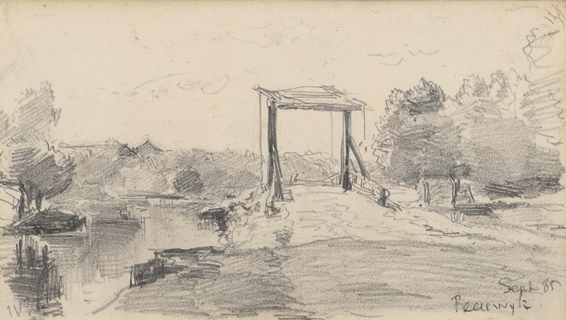 Willem Roelofs: Ophaalbrug bij Reeuwijk