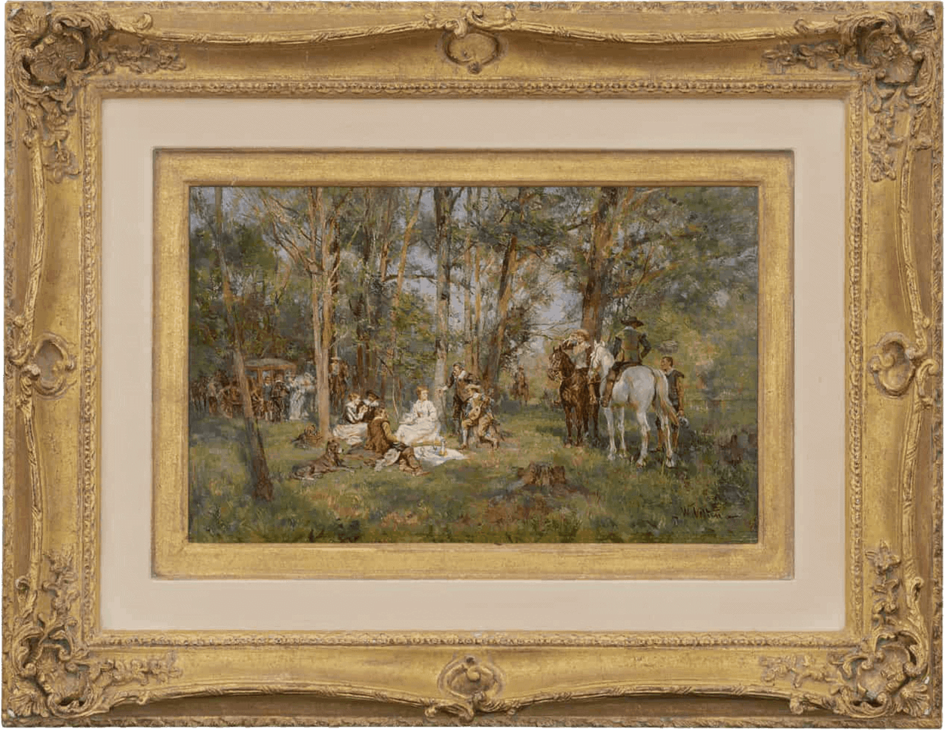 Wilhelm Velten: Picnic in the woods (framed)