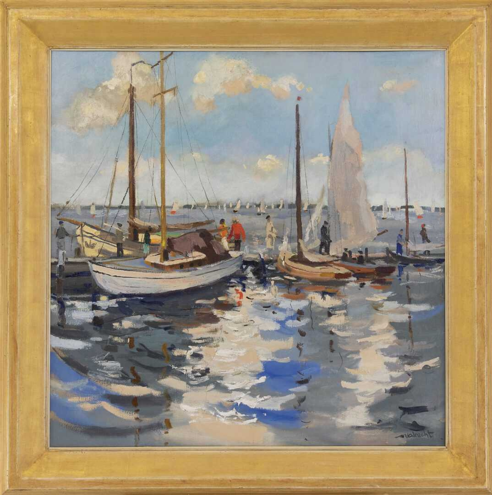 Ben Walrecht: Zeilvertier op het Paterswoldse meer (in lijst)