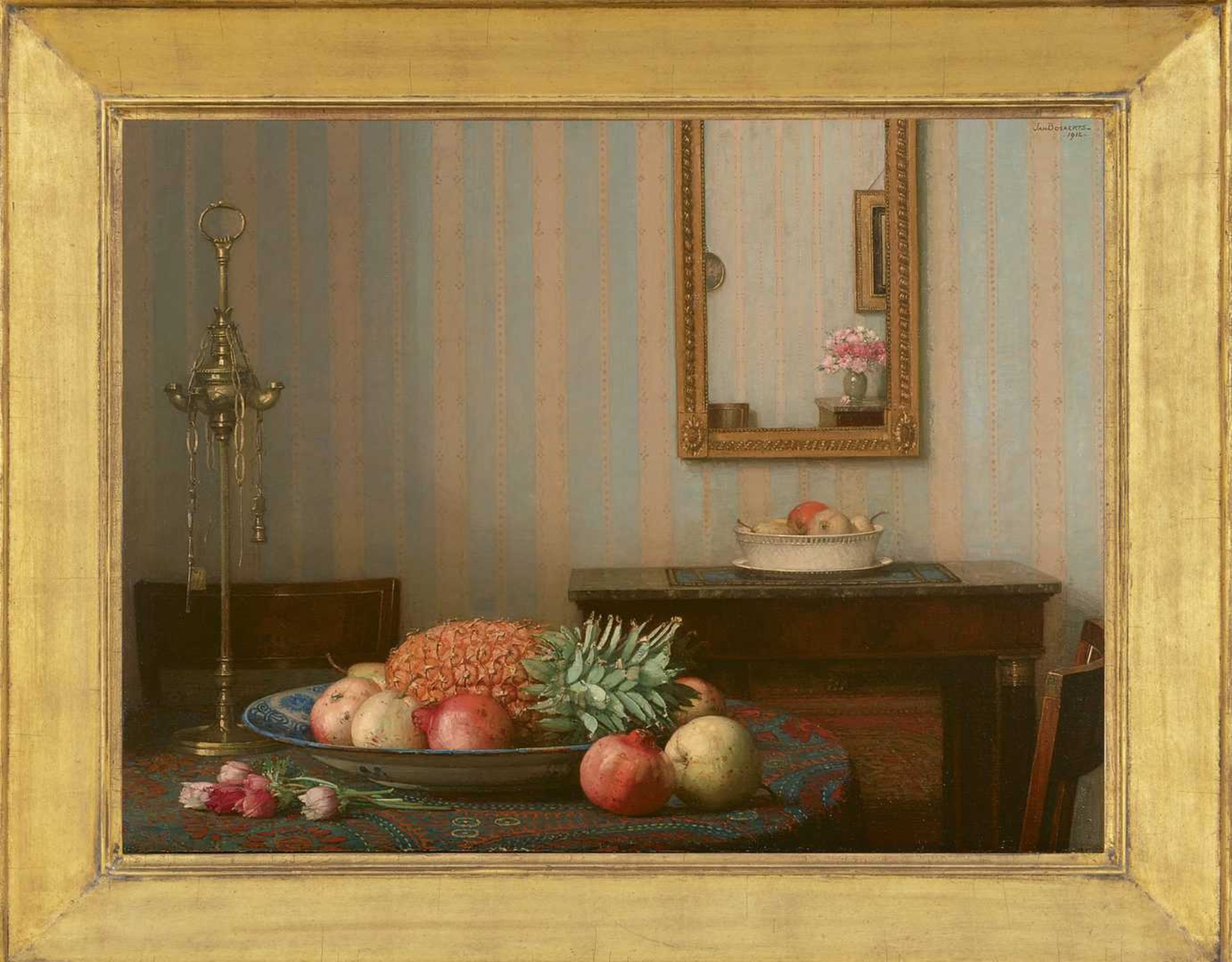 Jan Bogaerts: Interieur met fruitschaal (in lijst)
