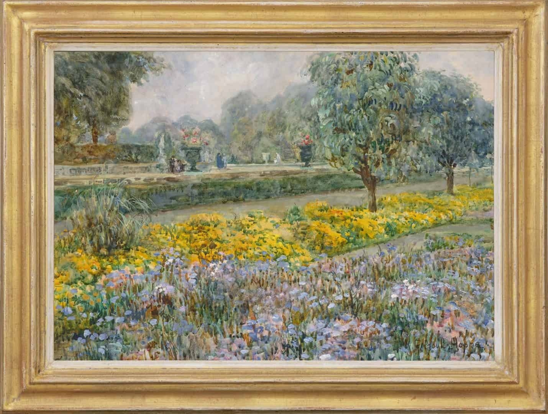 Ketty Gilsoul-Hoppe: Bloemenweelde in het park (in lijst)