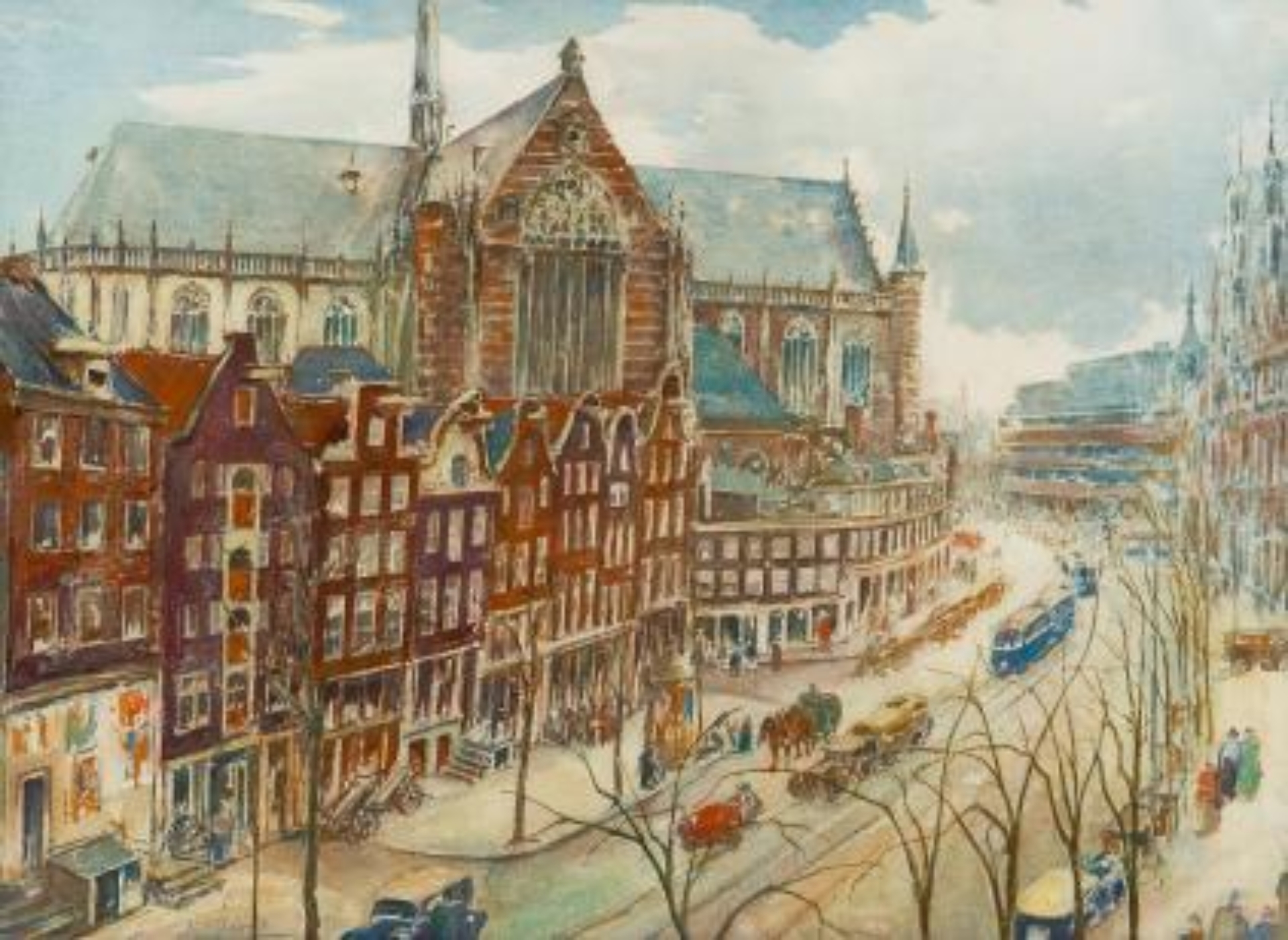 Nicolas Dekker: Bedrijvigheid rond de Nieuwe Kerk te Amsterdam