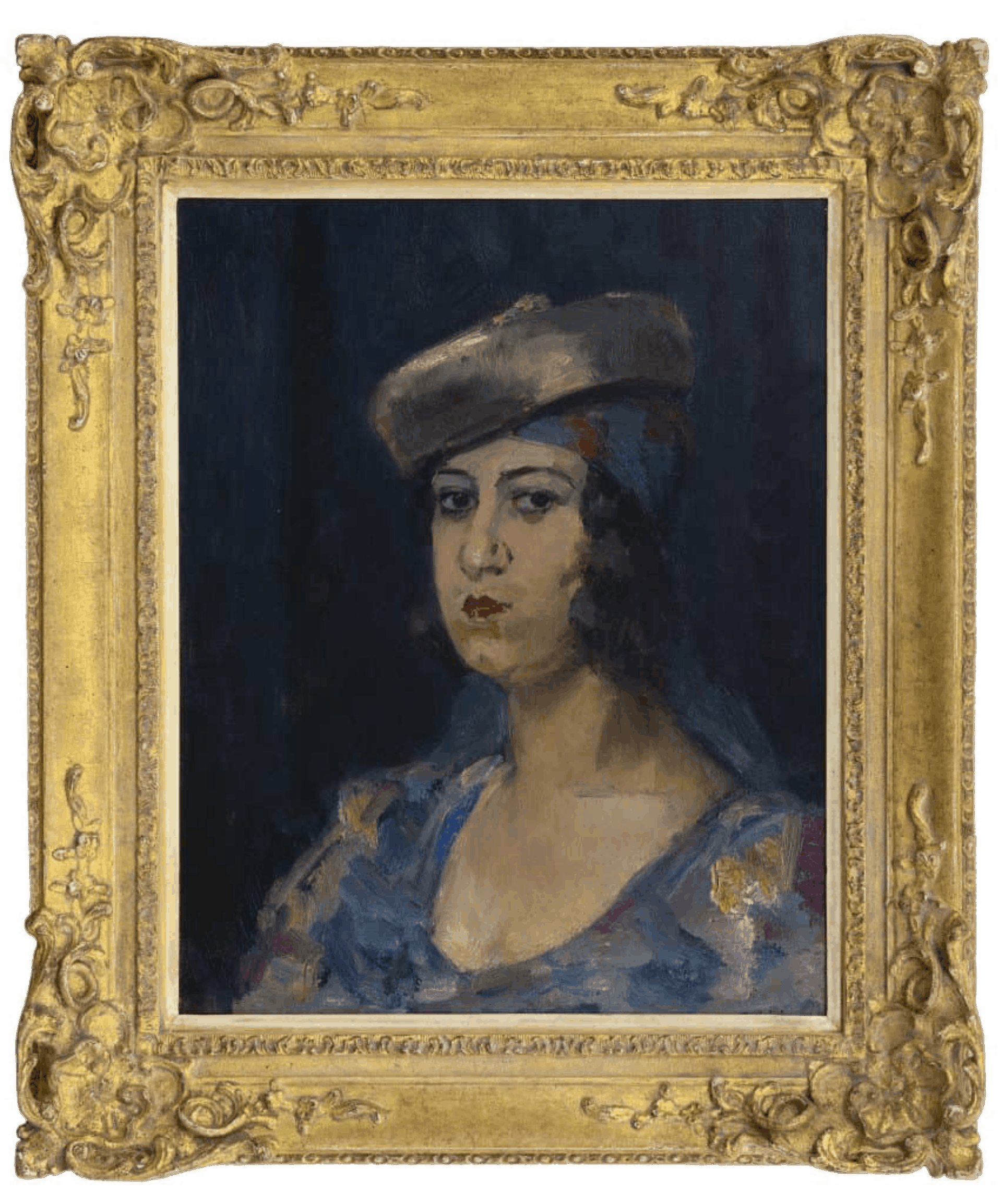 Isaac Israels: Dame met baret (in lijst)