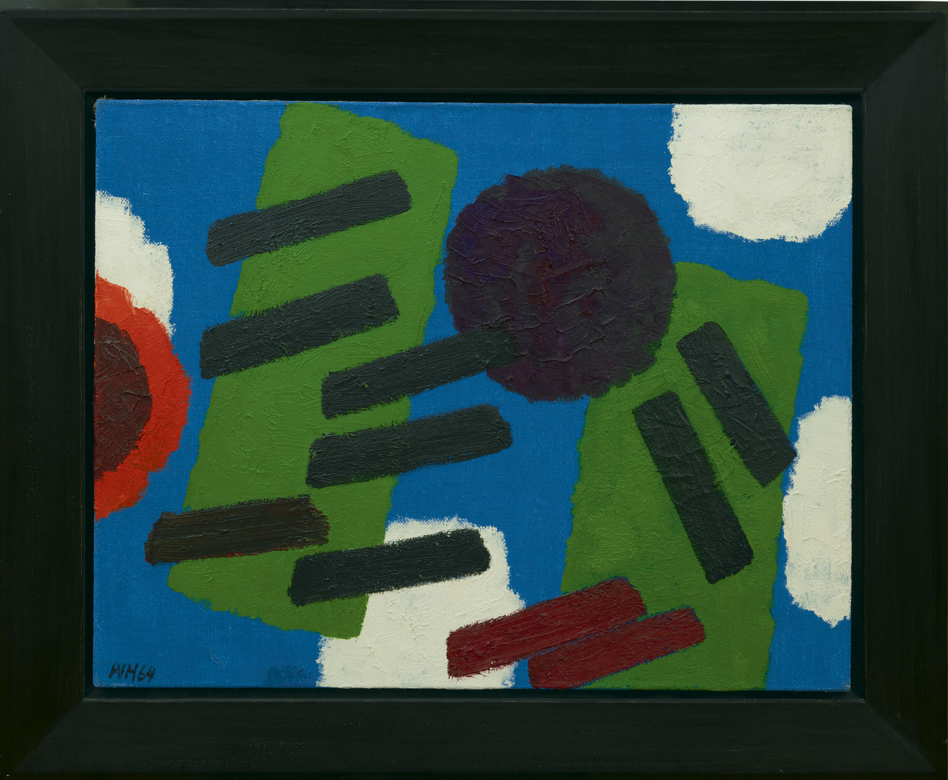 Willem Hussem: Compositie met blauw (in lijst)