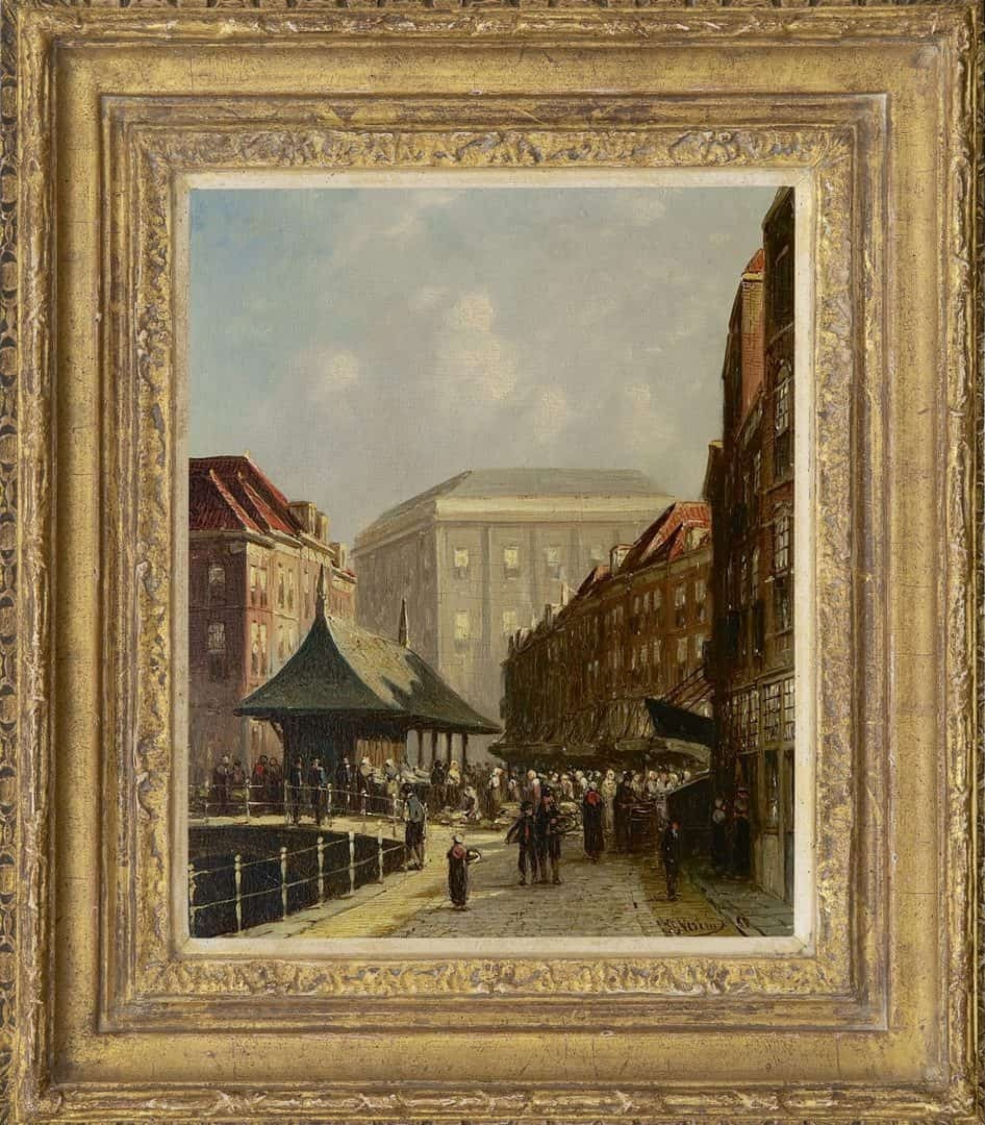 Petrus Gerardus Vertin: De vismarkt in Utrecht (in lijst)