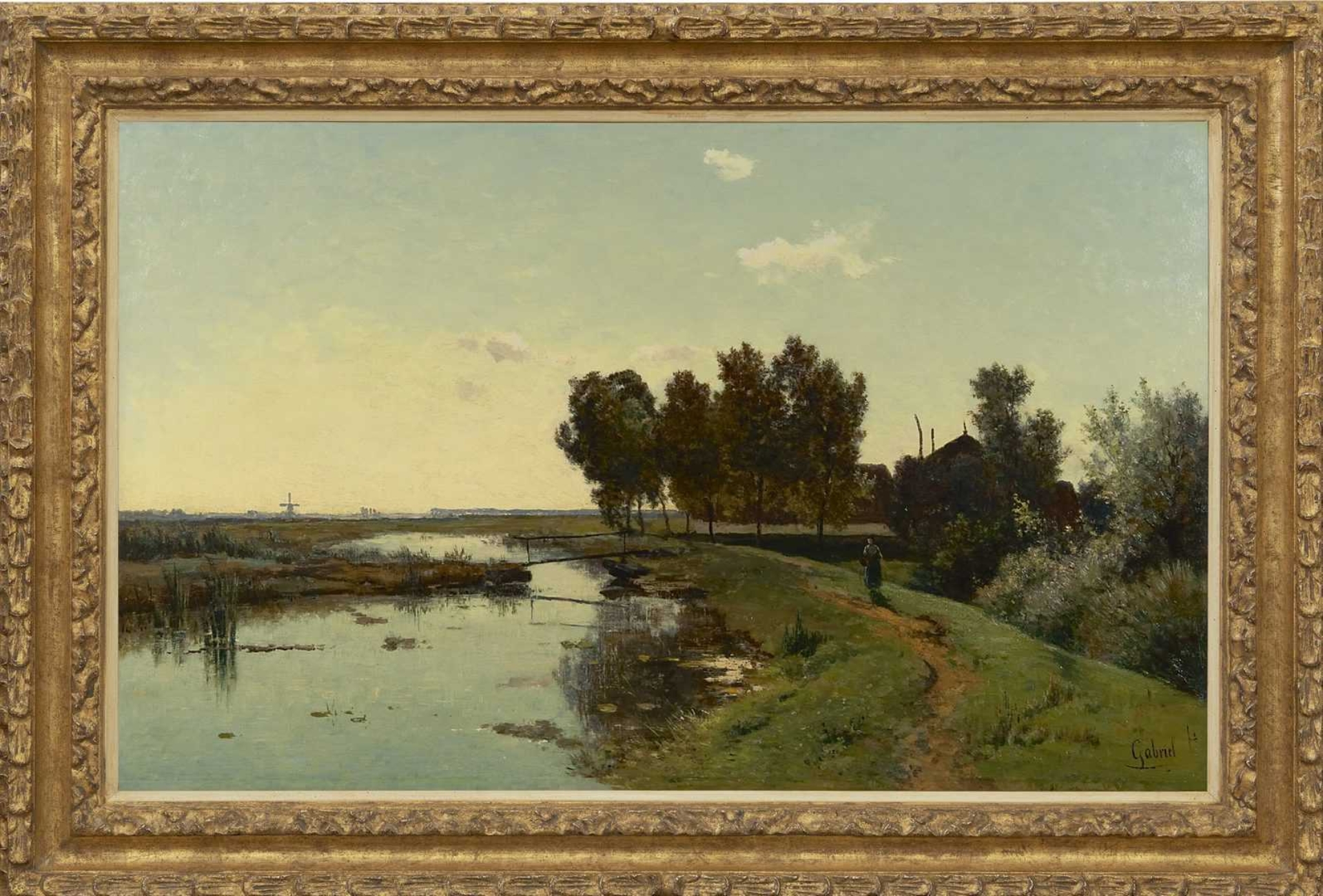 Paul Gabriël: Hollands polderlandschap (in lijst)