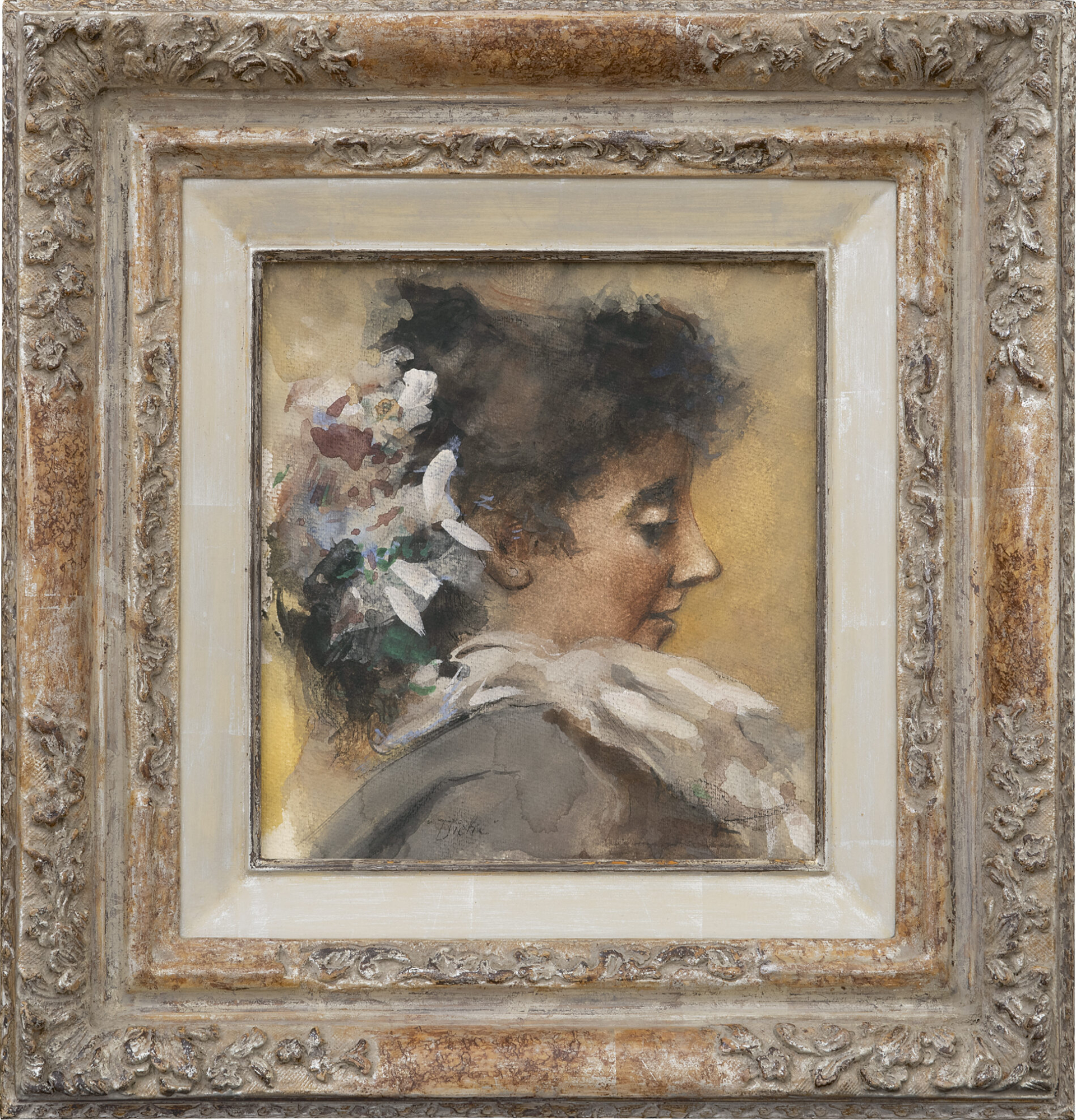Albert Roelofs: Portret van Tjieke (vrouw van de schilder) (in lijst)