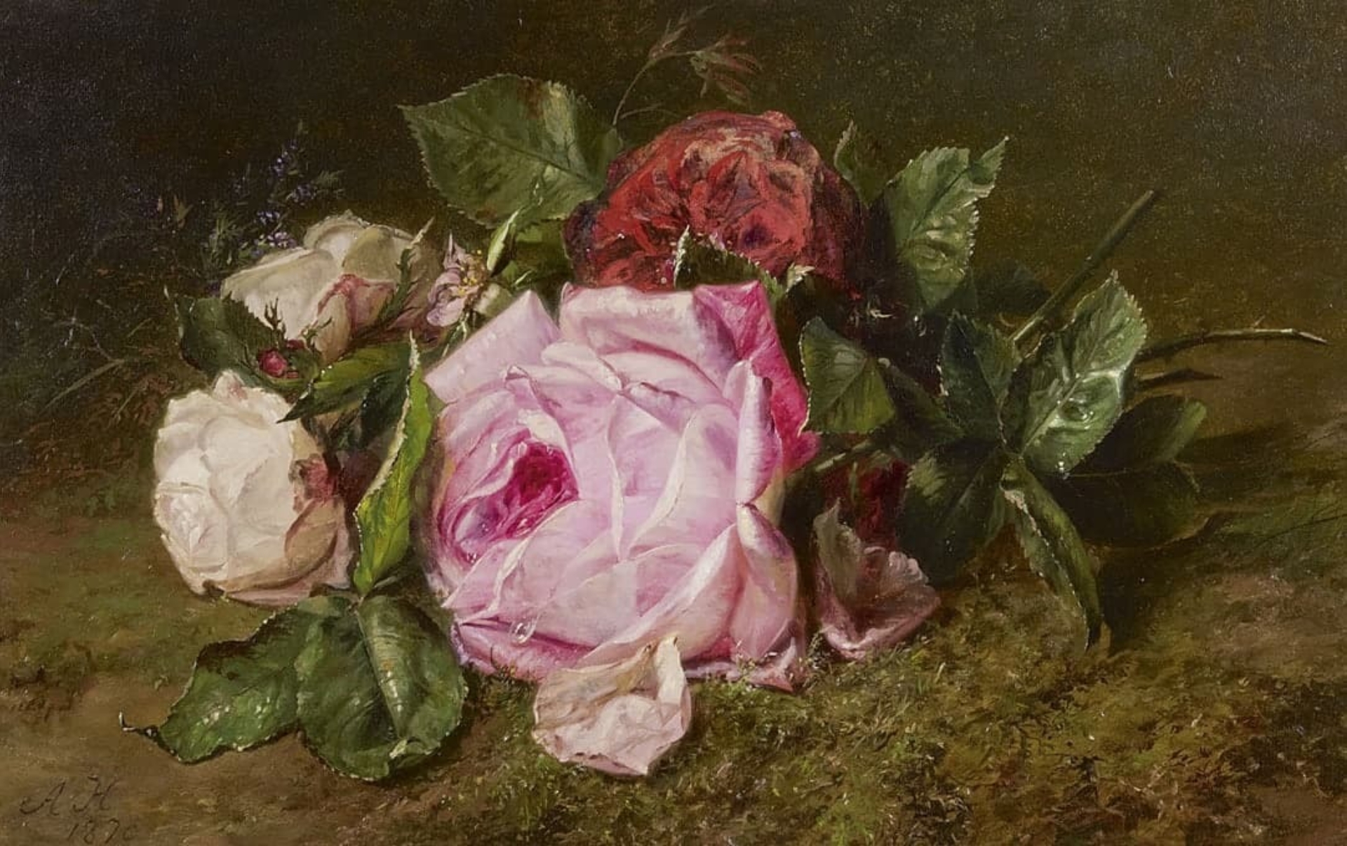 Adriana Haanen: Rozen op bosgrond