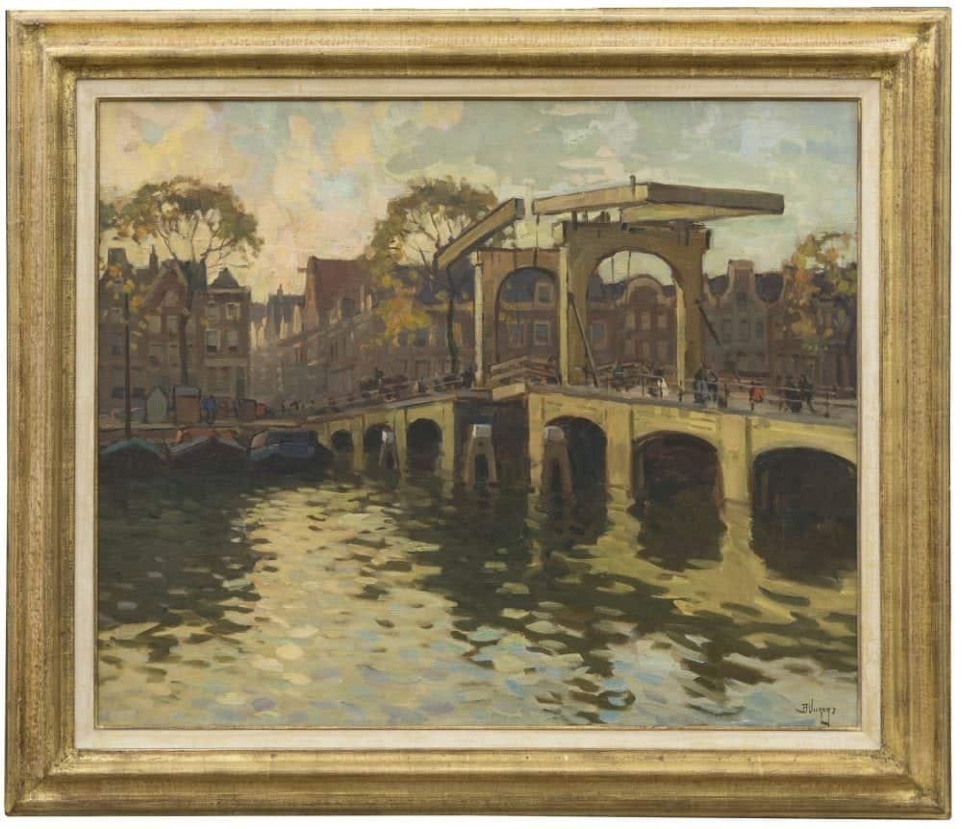 Ben Viegers: Gezicht op de Magere Brug in Amsterdam (in lijst)
