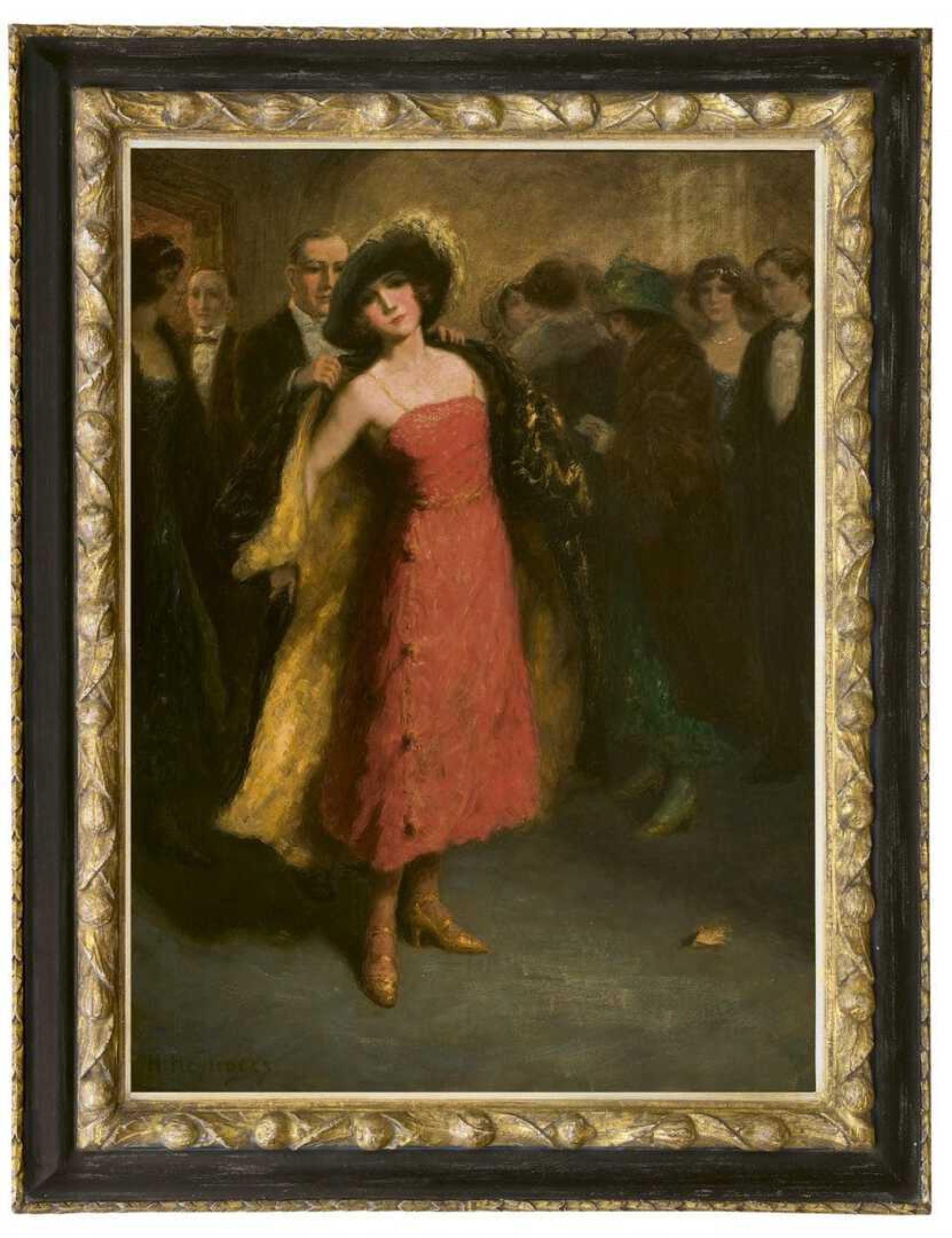 Henri Heyligers: Aankomst in het theater (in lijst)