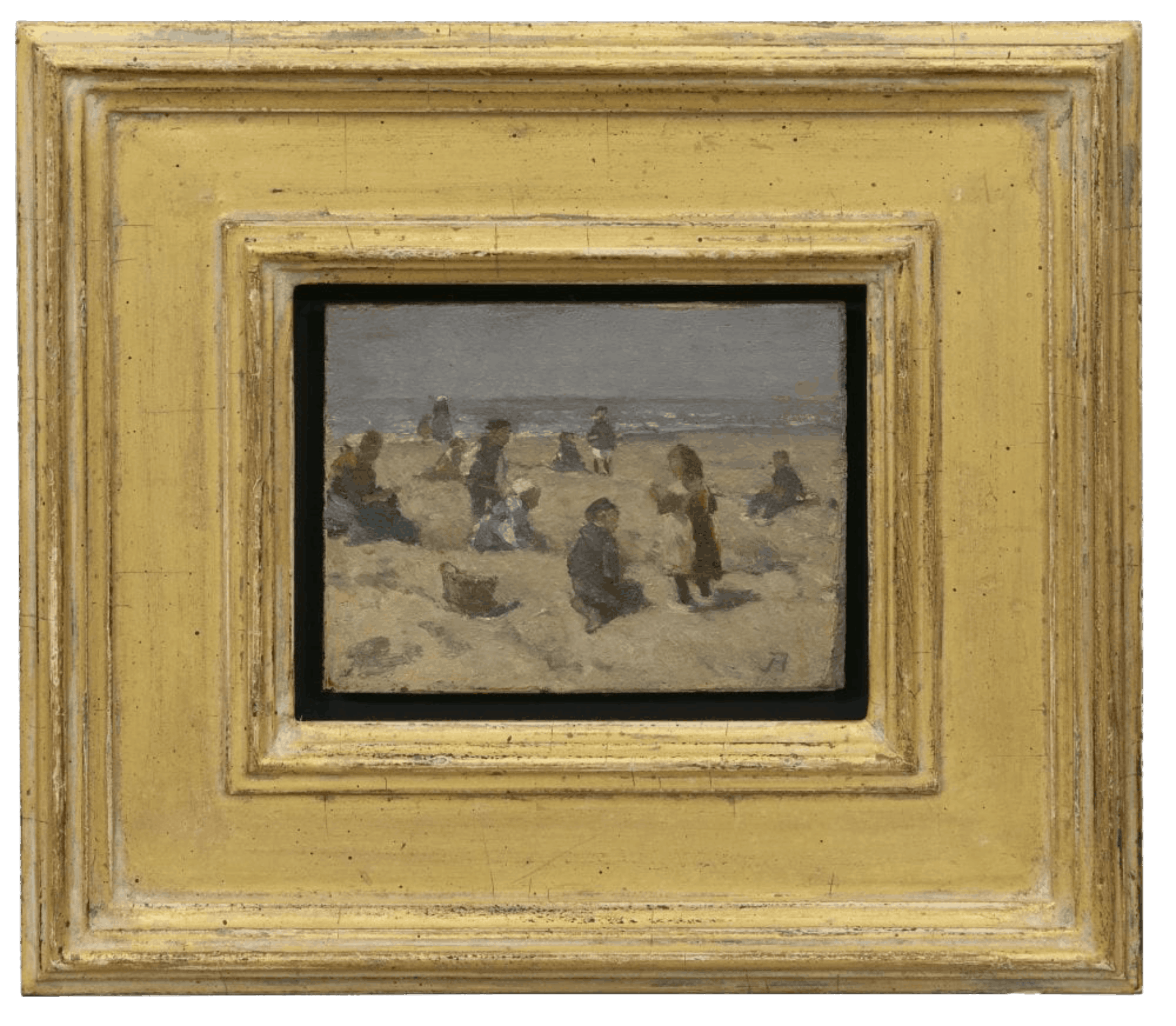 Johannes Evert Hendrik Akkeringa: Spelende kinderen op het strand (in lijst)