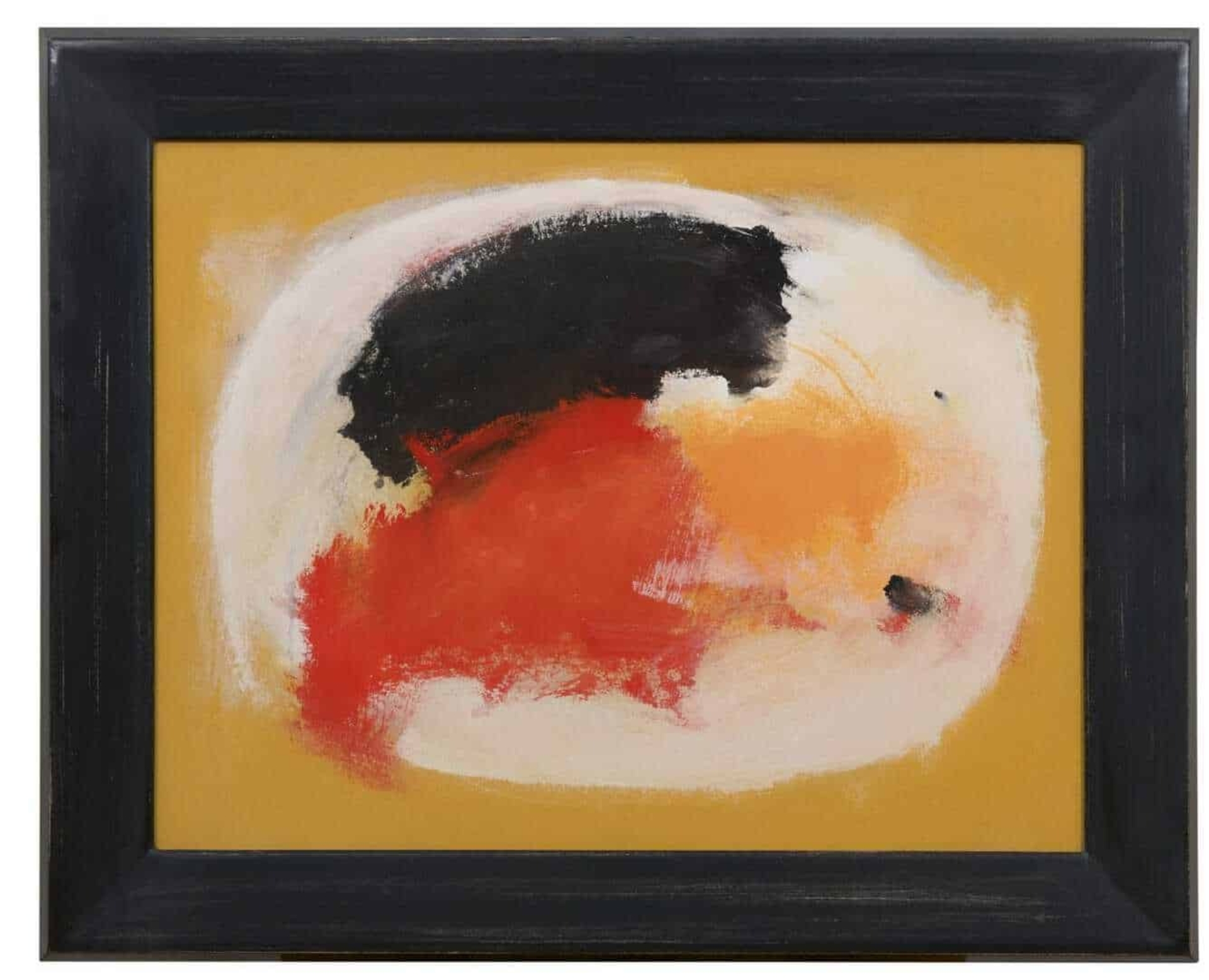 Eugène Brands: Compositie met gouden oker achtergrond (in lijst)