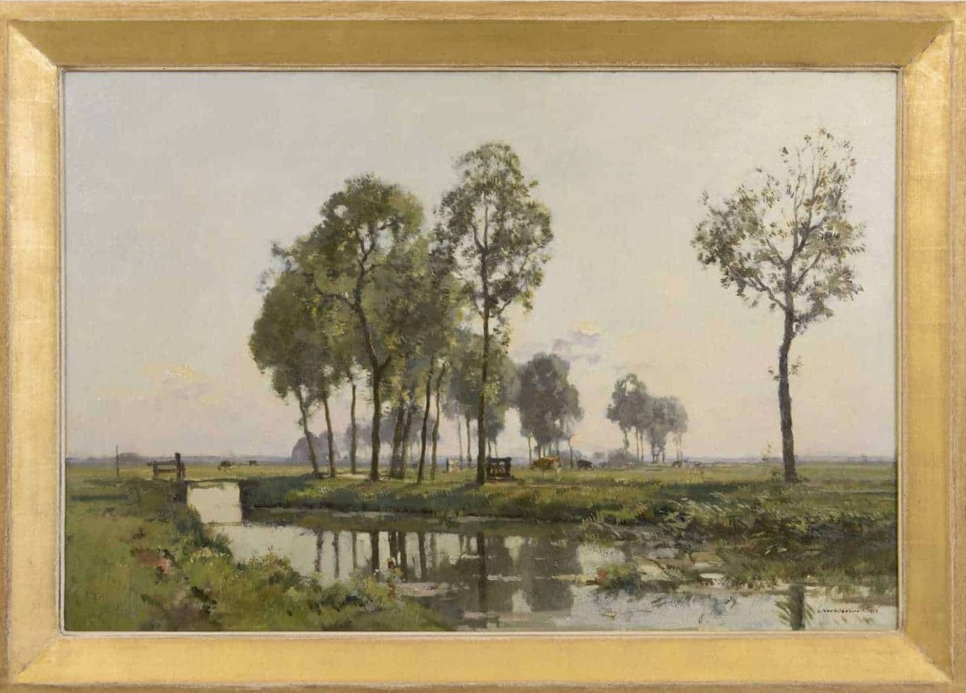 Cornelis Vreedenburgh: Koeien in een zonnig landschap bij Bunschoten (in lijst)