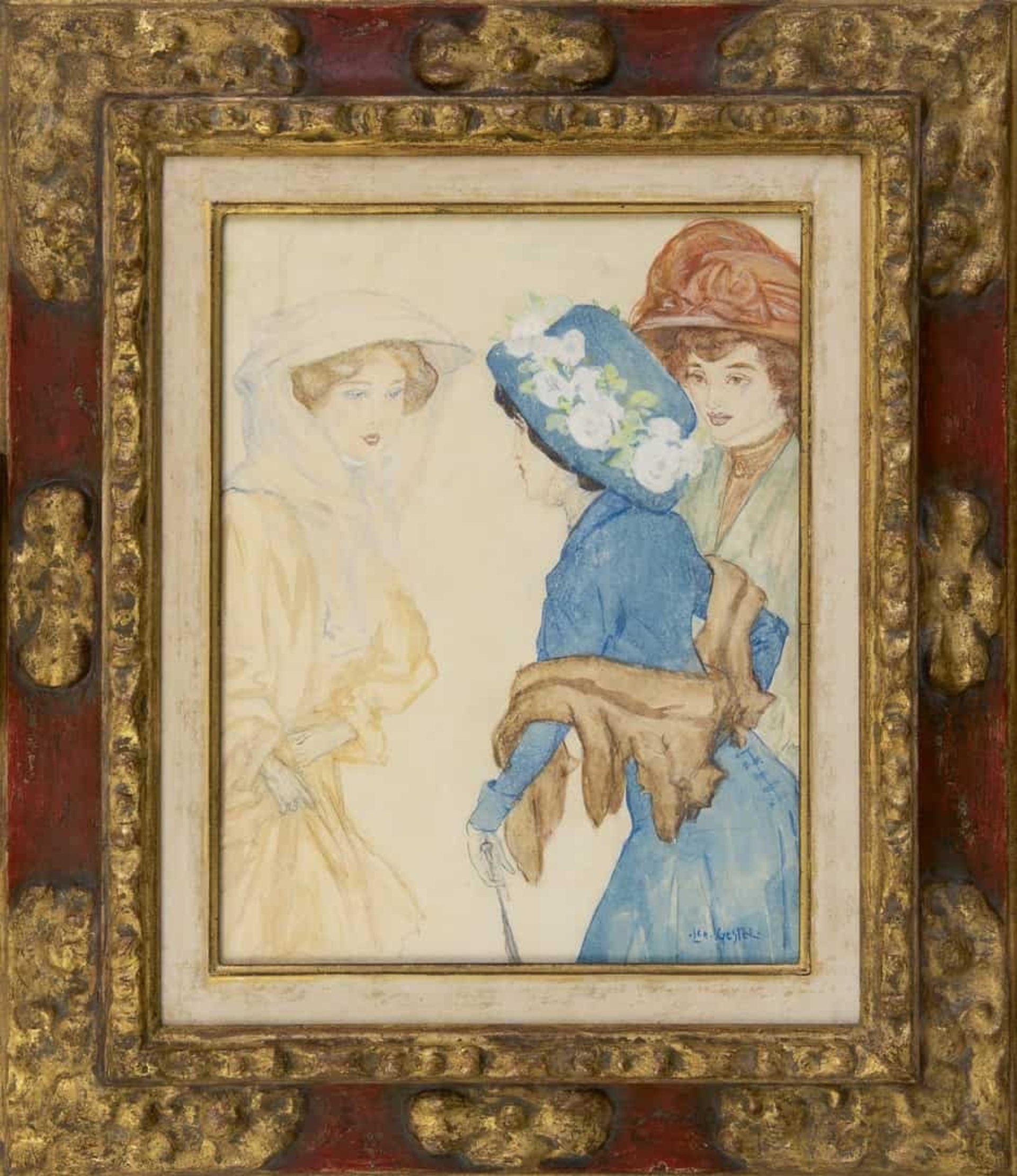 Leo Gestel: Drie vrouwen (in lijst)