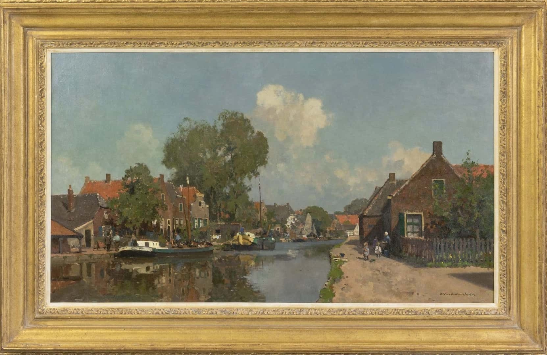 Cornelis Vreedenburgh: Zonnig stadsgezicht (in lijst)