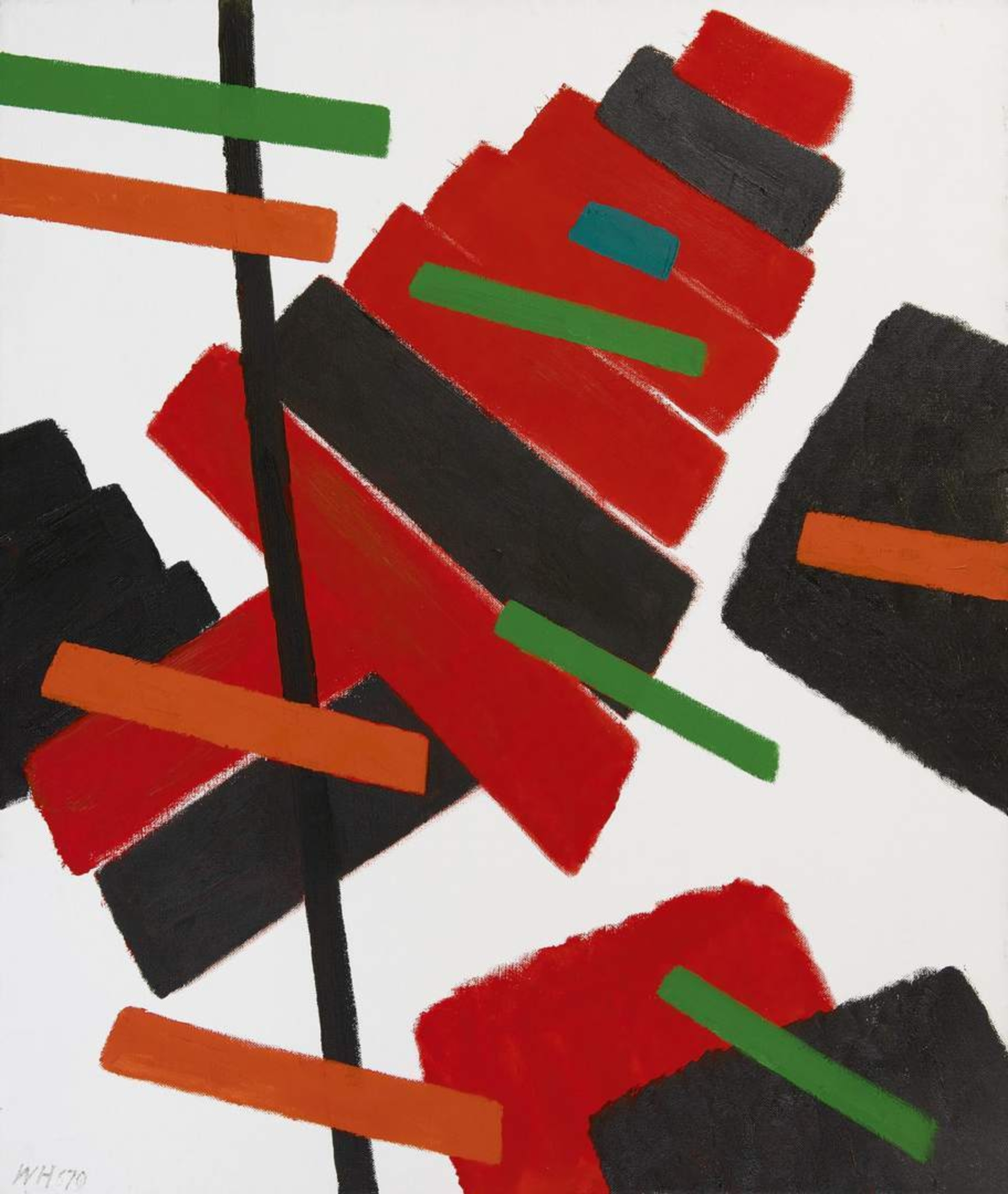 Willem Hussem: Compositie met rood, groen en zwart
