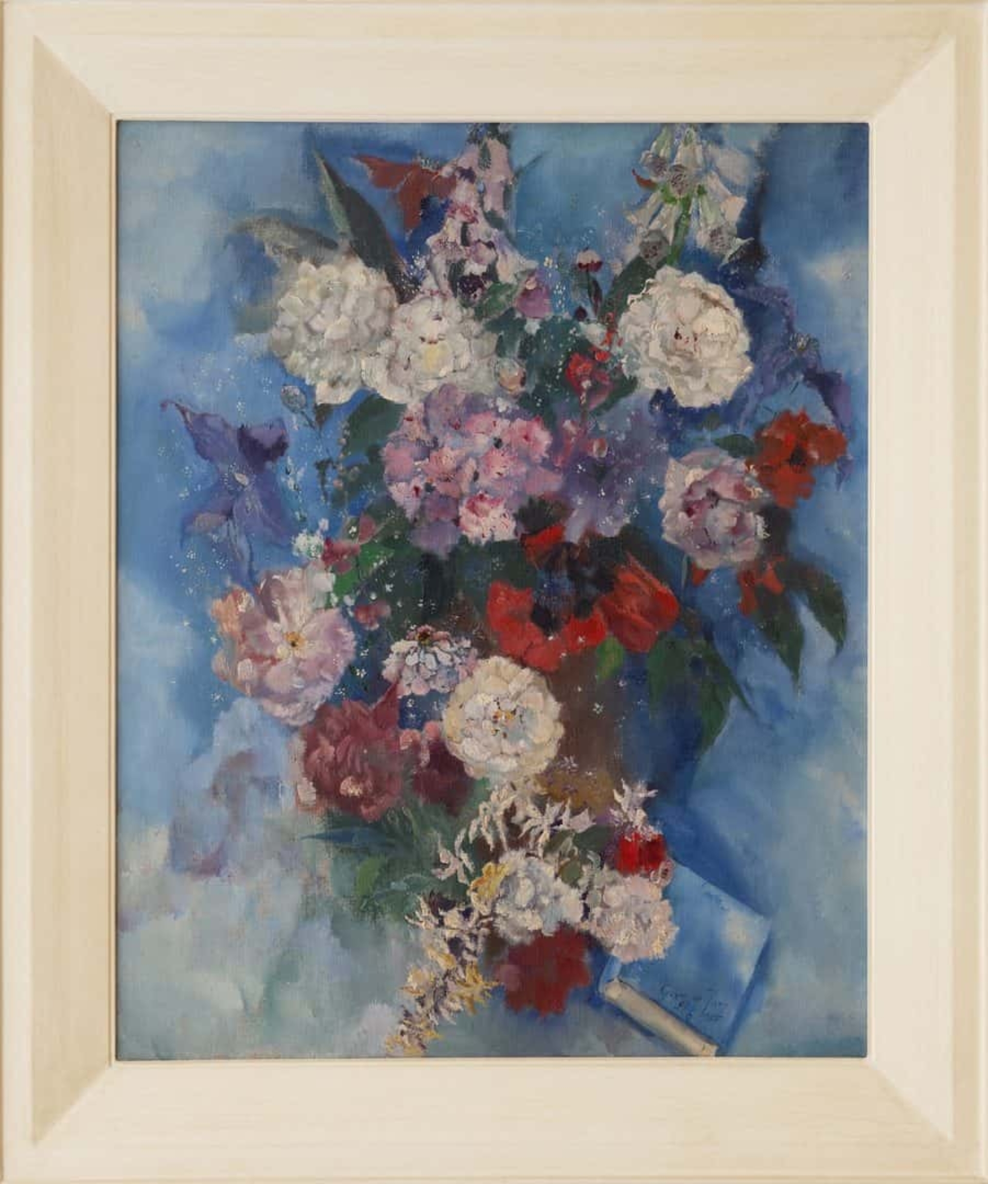 Germ de Jong: Kleurrijk bloemstilleven (in lijst)