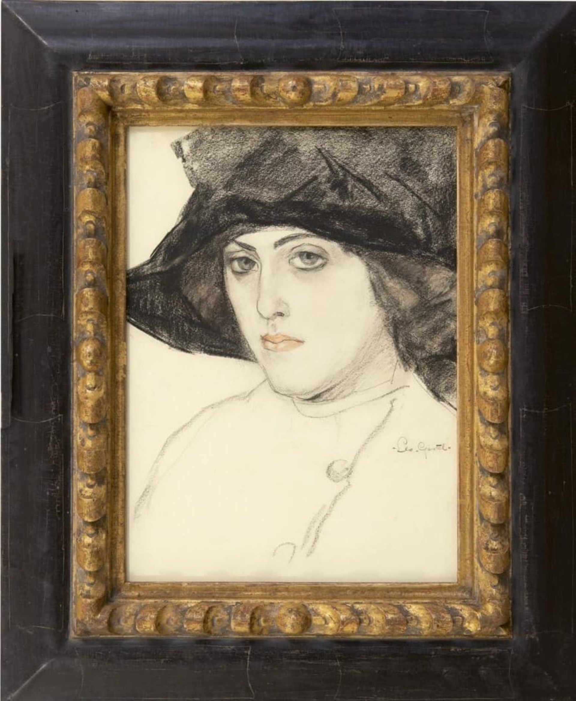 Leo Gestel: Vrouw met zwarte hoed (in lijst)
