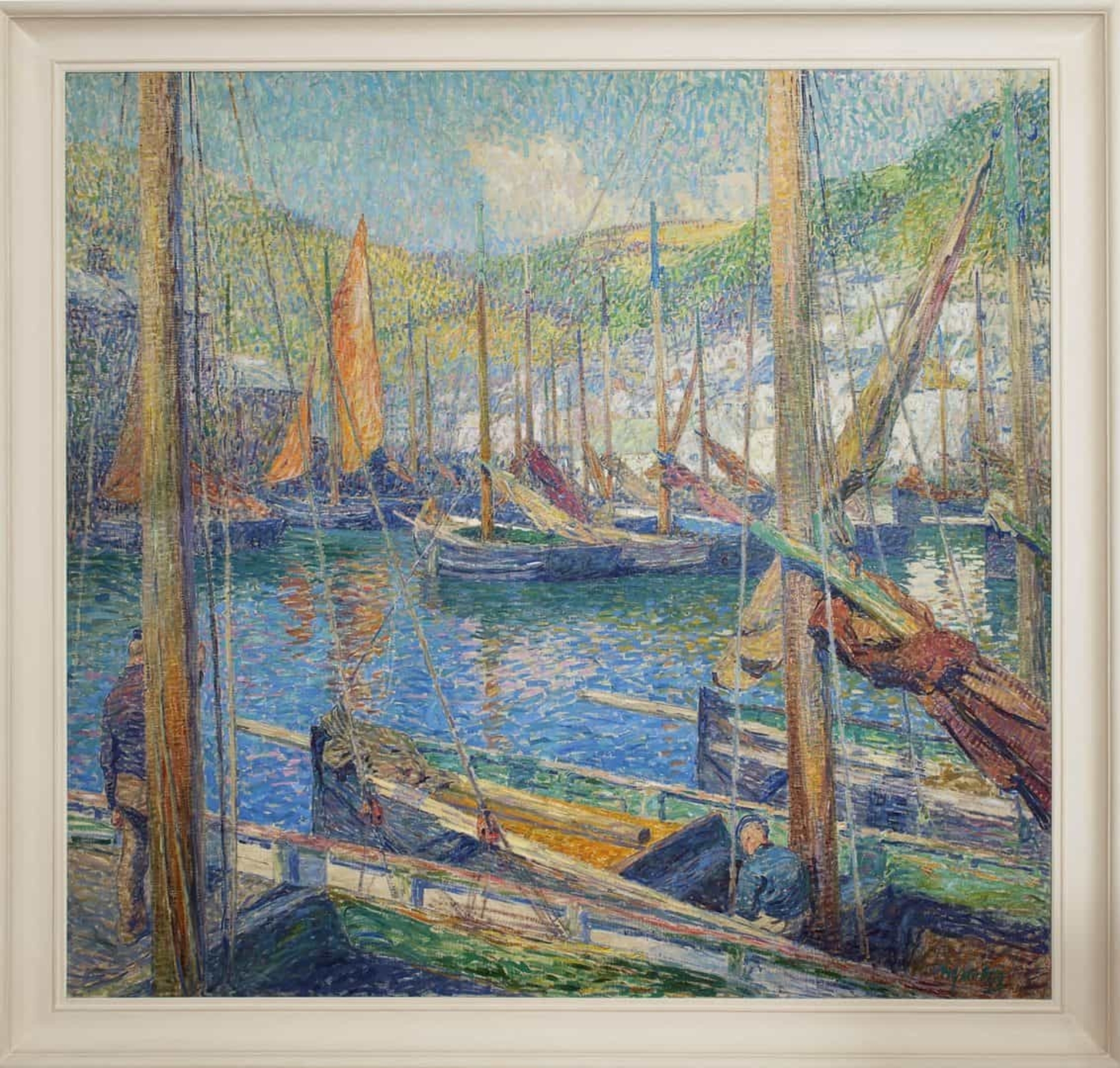 Hendrik Jan Wolter: De haven van Polperro, Engeland (in lijst)