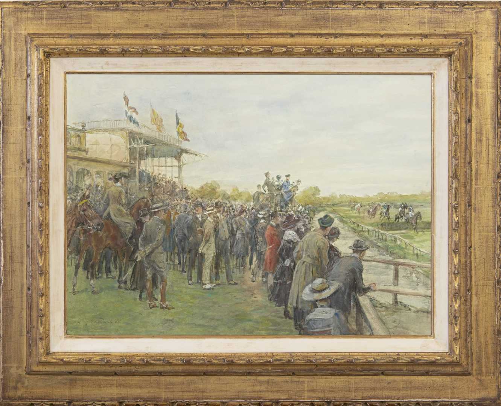 Jan Hoynck van Papendrecht: Paardenrace bij Duindigt, Wassenaar (in lijst)
