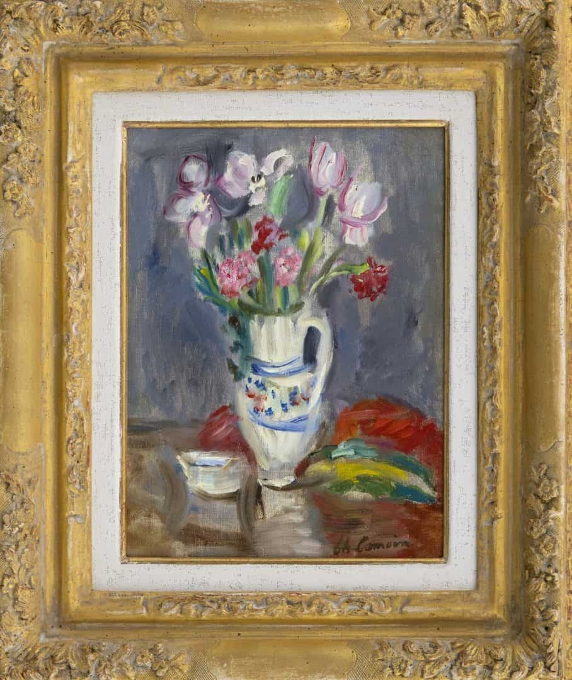 Charles Camoin: Gemengd boeket in vaas (in lijst)