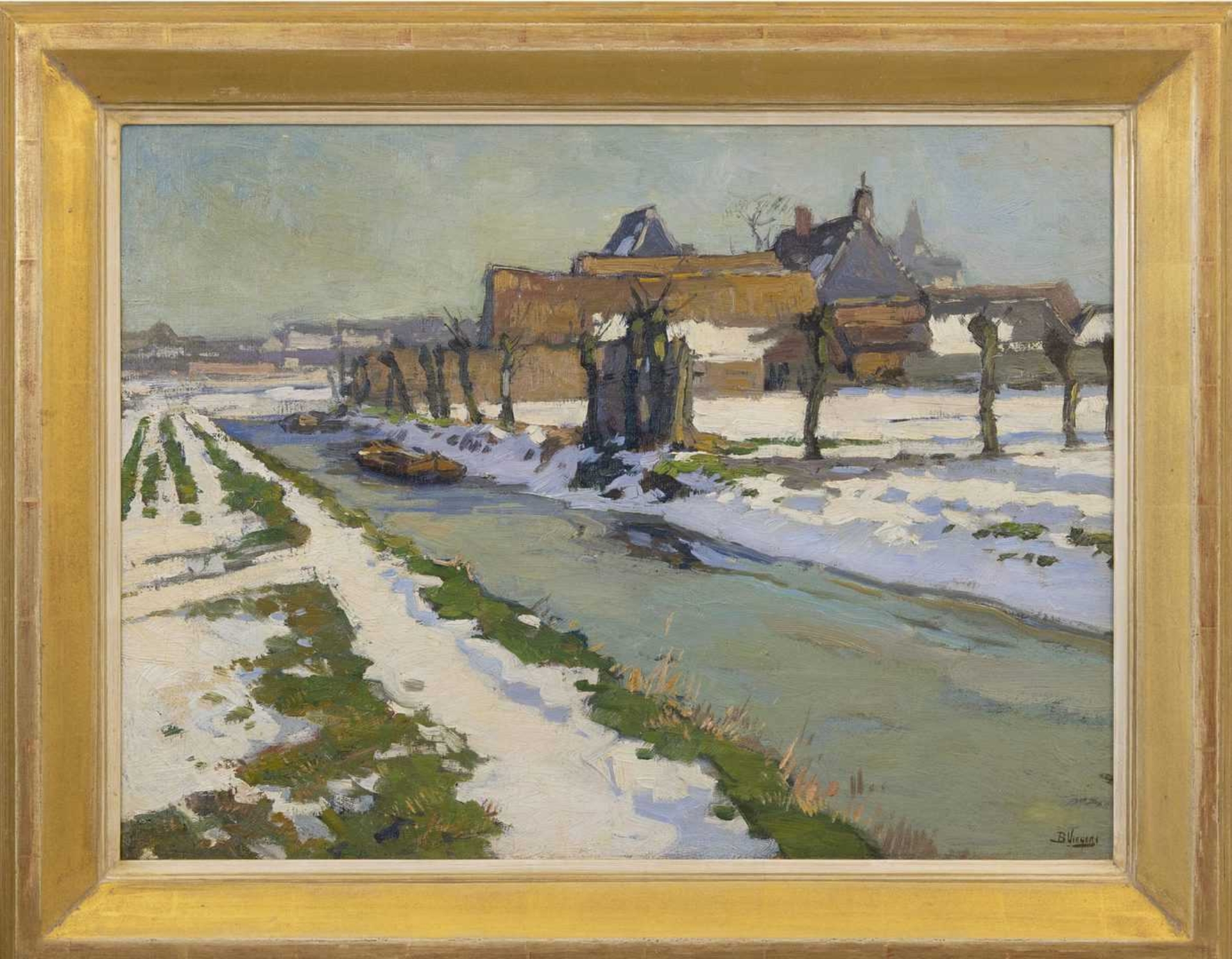 Ben Viegers: Knotwilgen in de winter, omgeving Sassenheim/Lisse (in lijst)