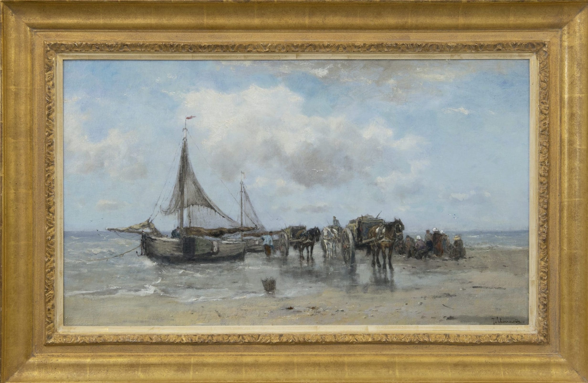 Johan Frederik Cornelis Scherrewitz: Uitladen van de visvangst (in lijst)