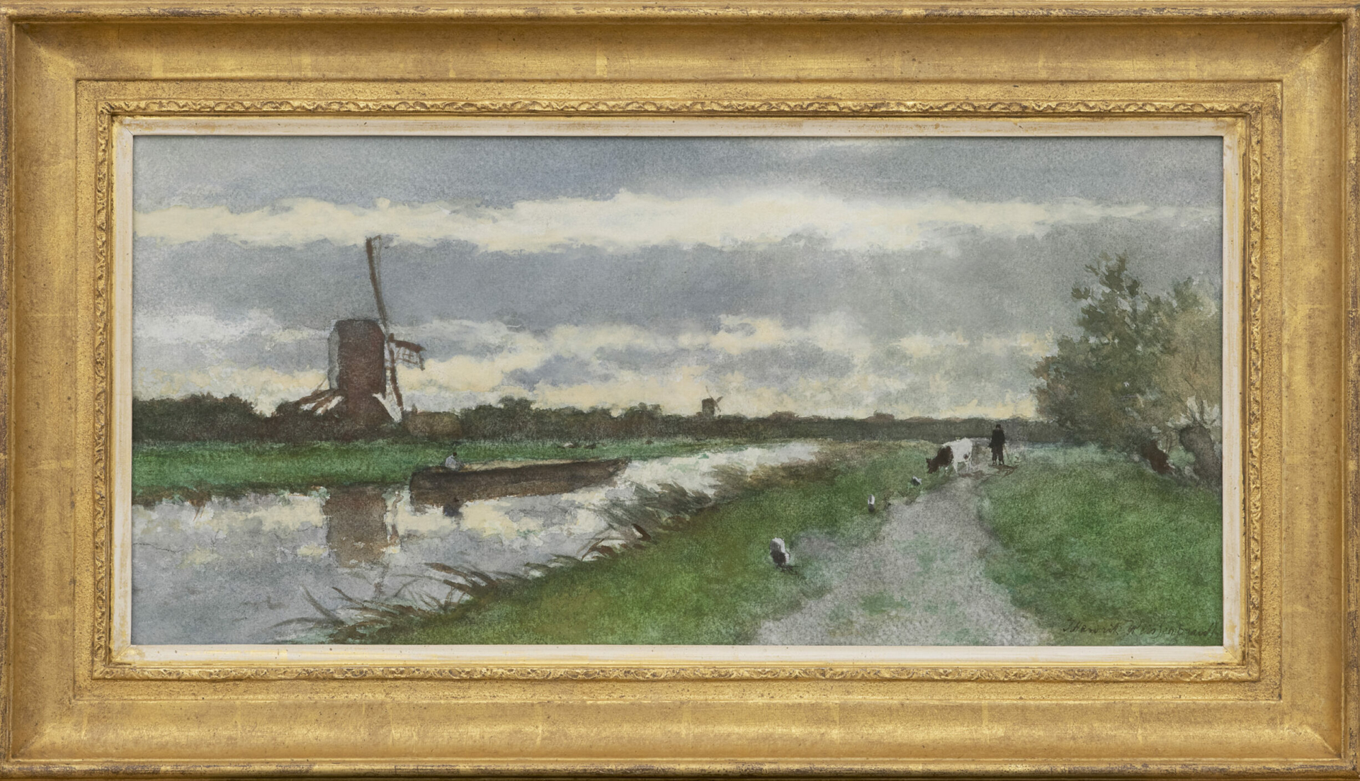 Hendrik Johannes Weissenbruch: Poldervaart (in lijst)
