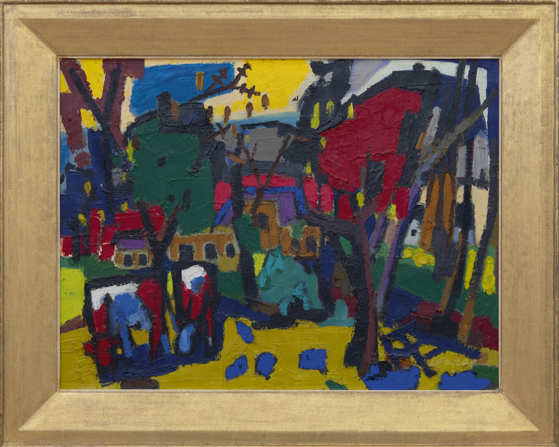 Jan van der Zee: Kleurrijk landschap (in lijst)