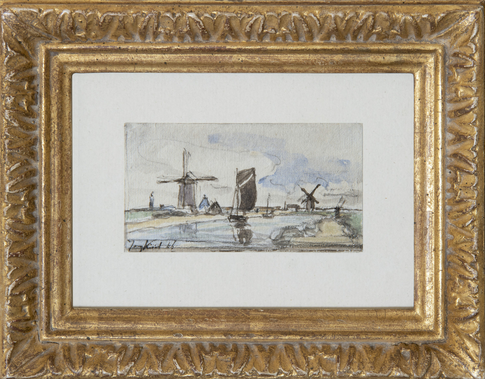Johan Barthold Jongkind: Hollandse poldervaart (in lijst)