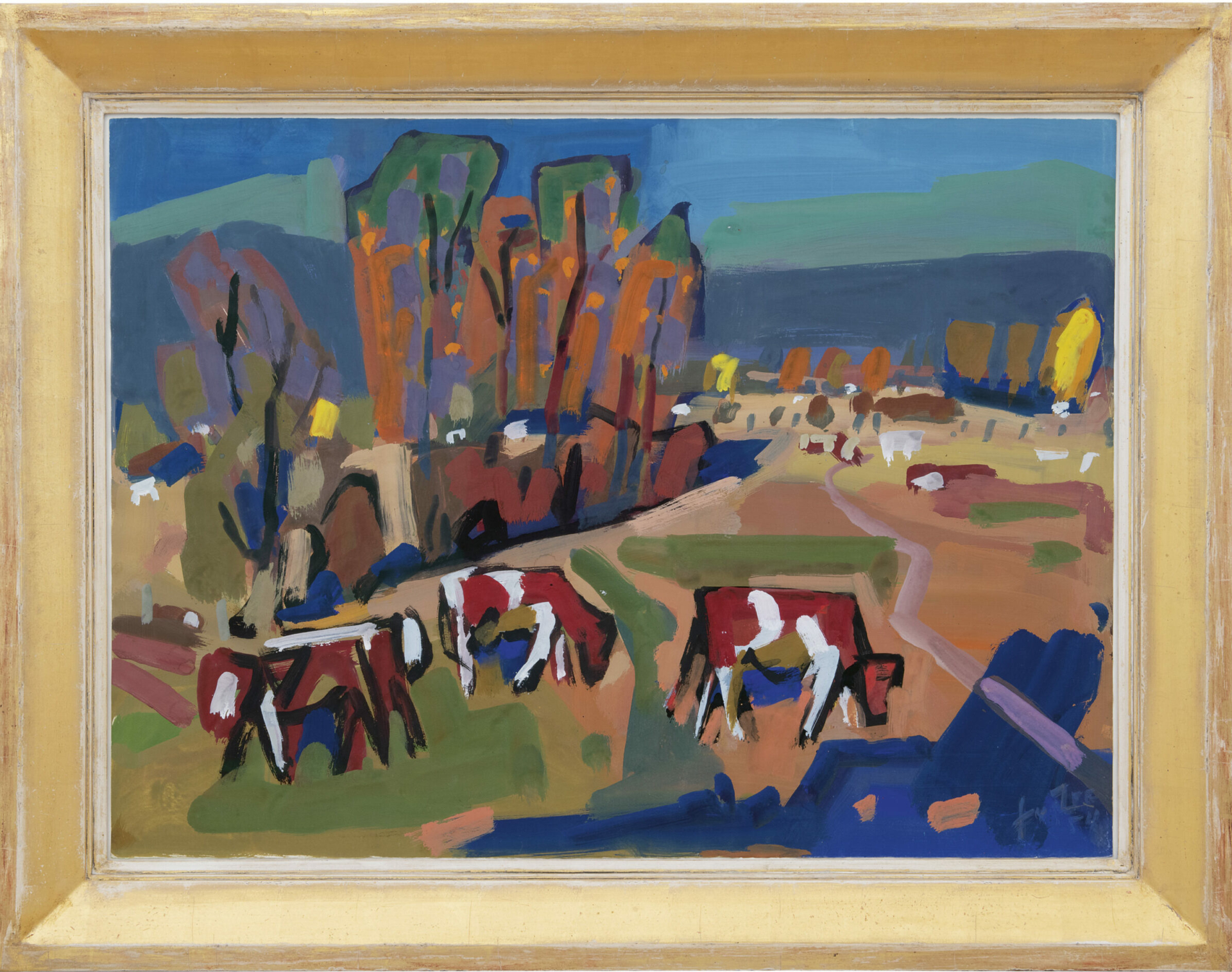 Jan van der Zee: Gronings landschap met koeien (in lijst)