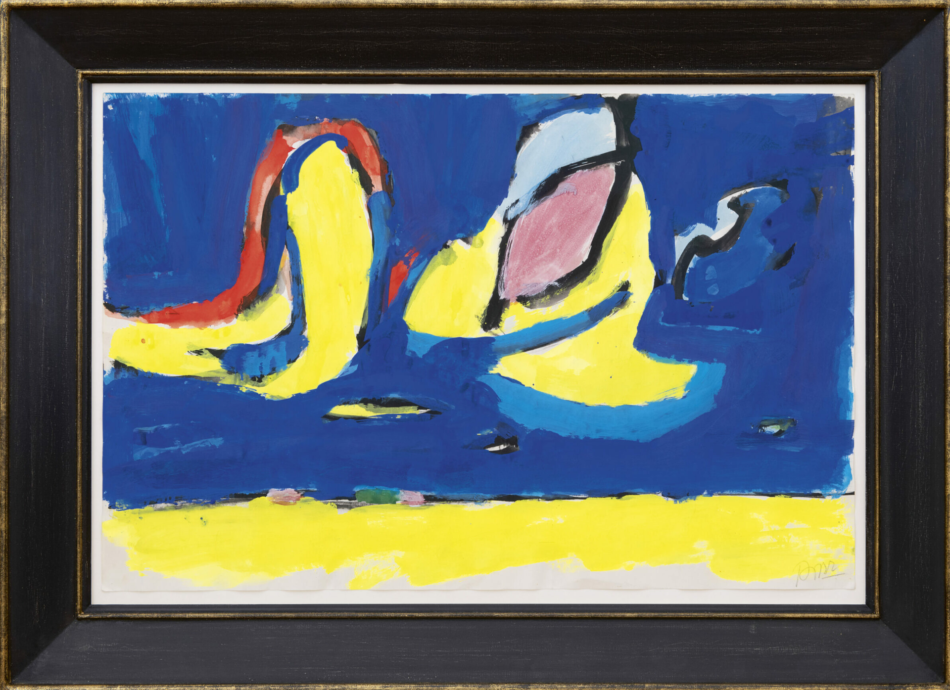 Gerrit Benner: Kleurrijk landschap (in lijst)