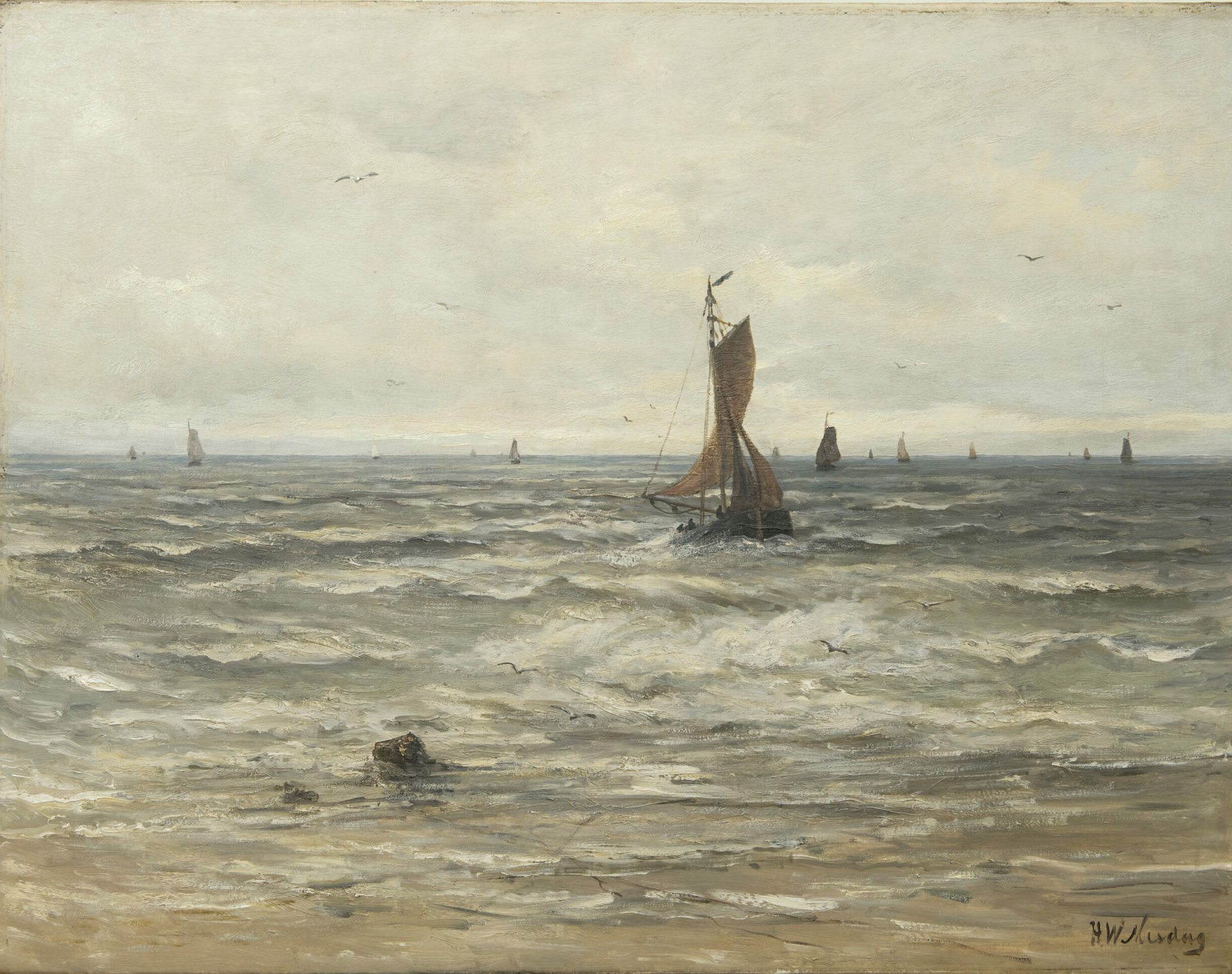 Hendrik Willem Mesdag: Bomschuiten op zee