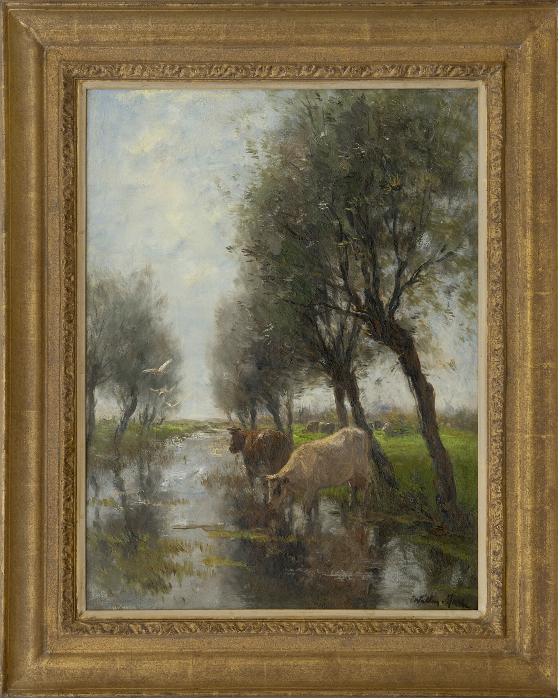 Willem Maris: Koeien aan de waterkant (in lijst)