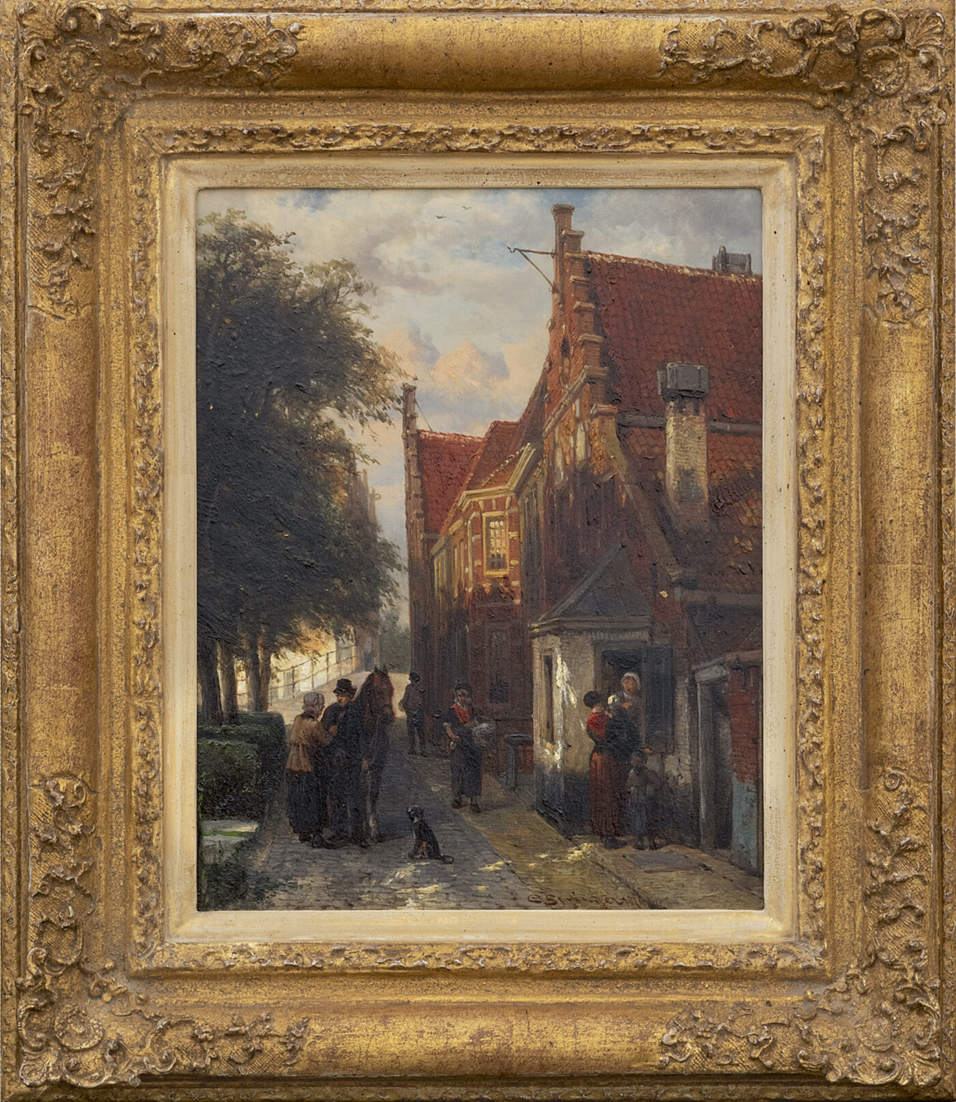 Cornelis Springer: Gezicht op het Achterom, Medemblik (in lijst)