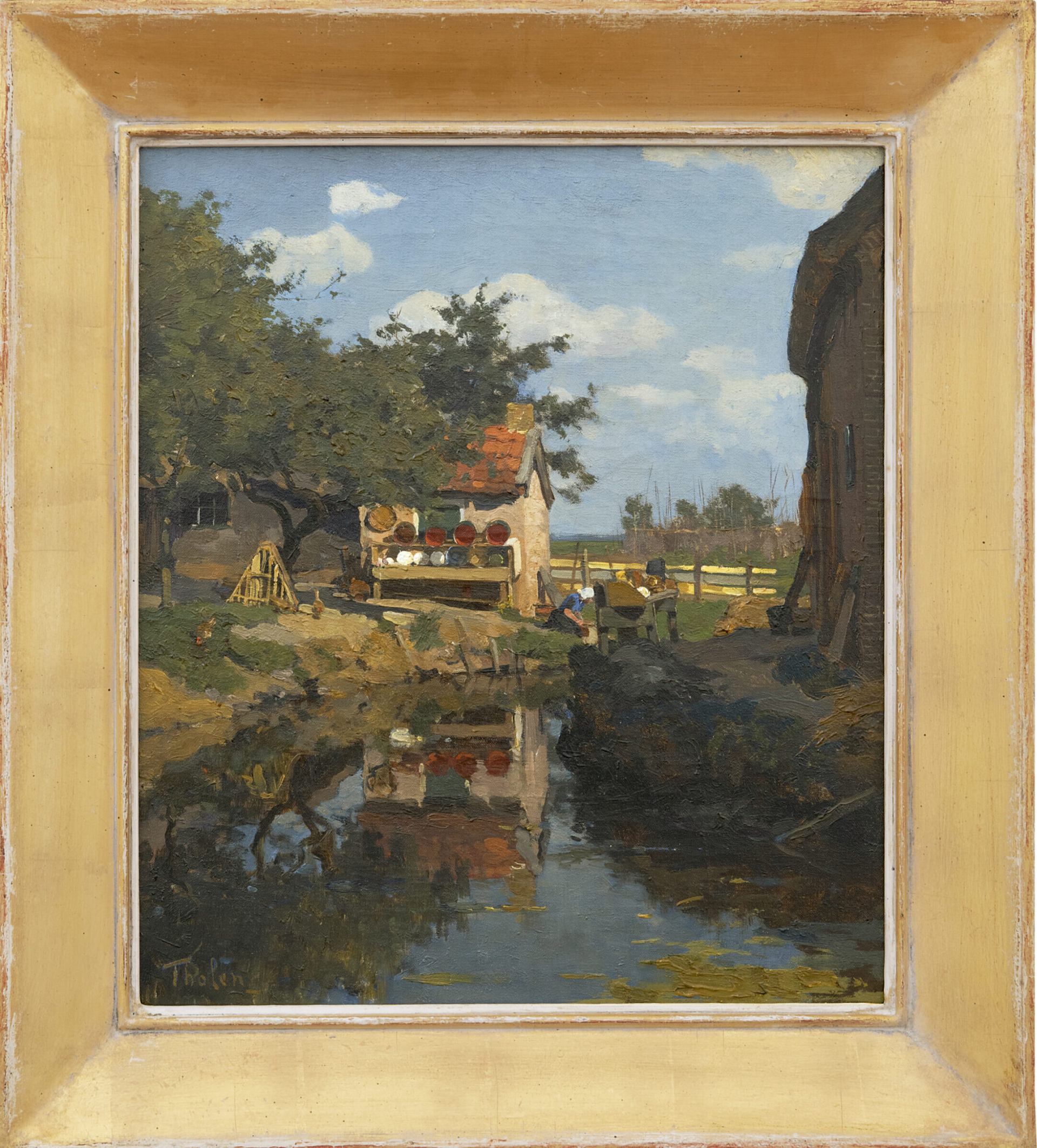 Willem Bastiaan Tholen: Zonnig boerenlandschap (in lijst)