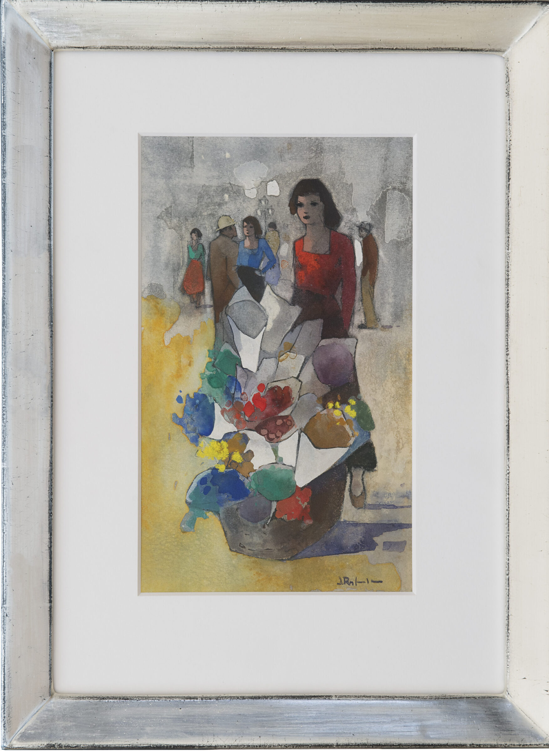 Jan Rijlaarsdam: Bloemenverkoopster (in lijst)